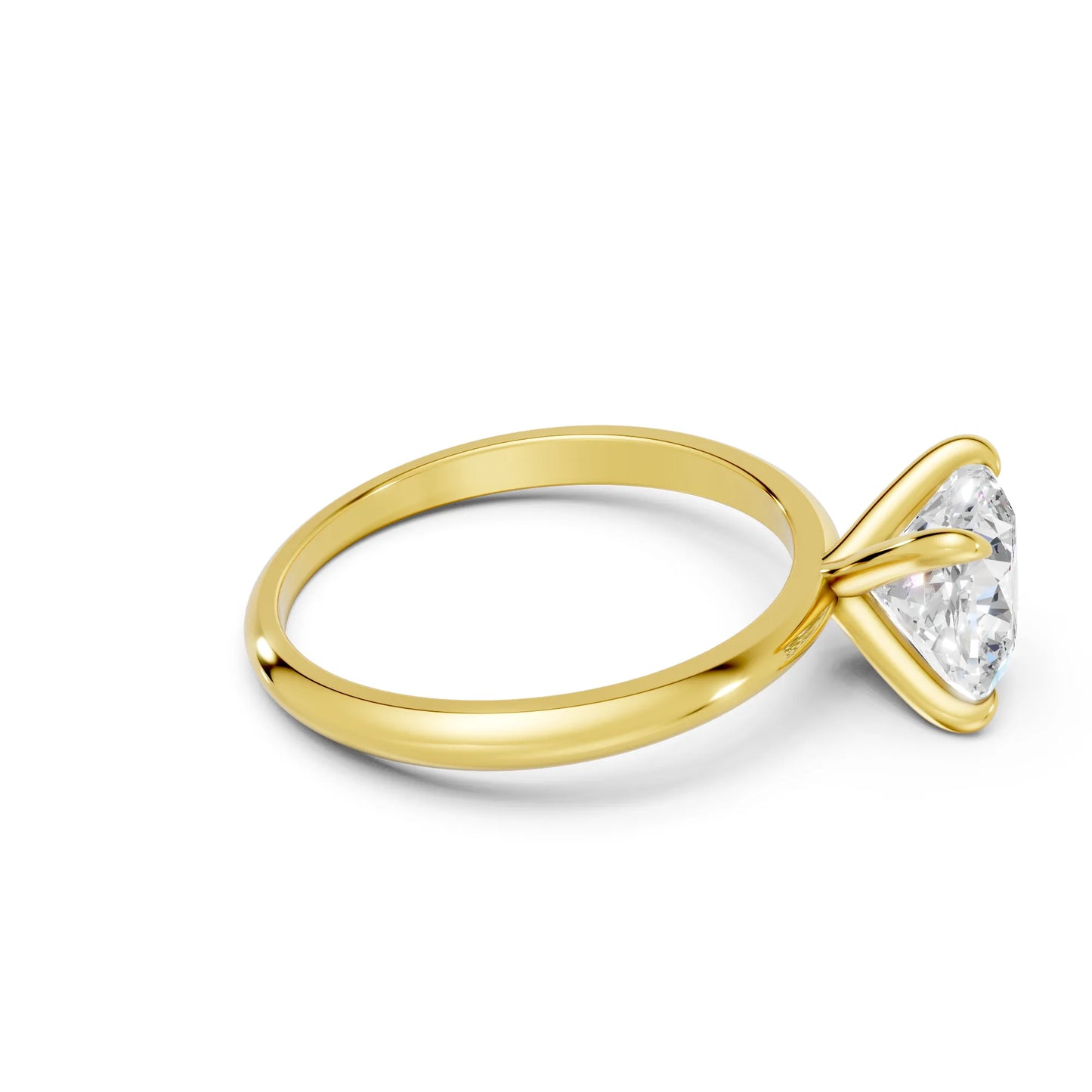 14K Gold Cushion Cut Diamond Solitaire Engagement Ring