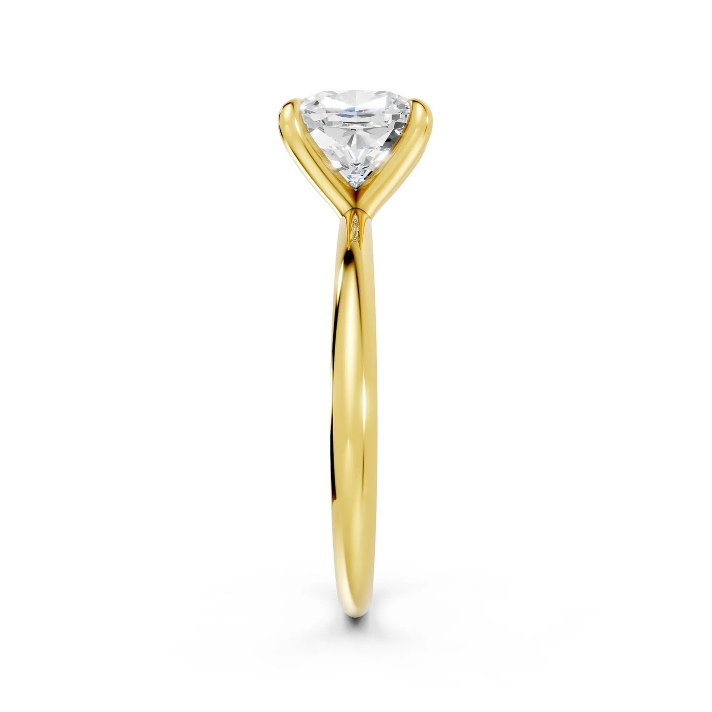 14K Gold Cushion Cut Diamond Solitaire Engagement Ring
