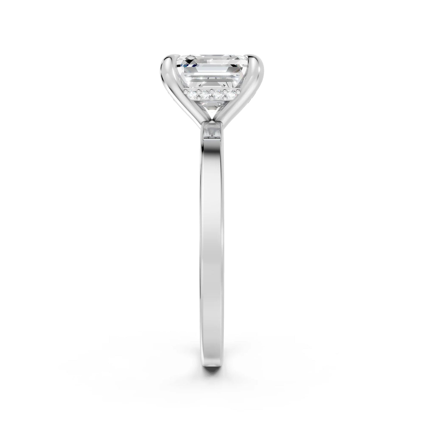 14K Gold Asscher Cut Diamond Hidden Halo Engagement Ring