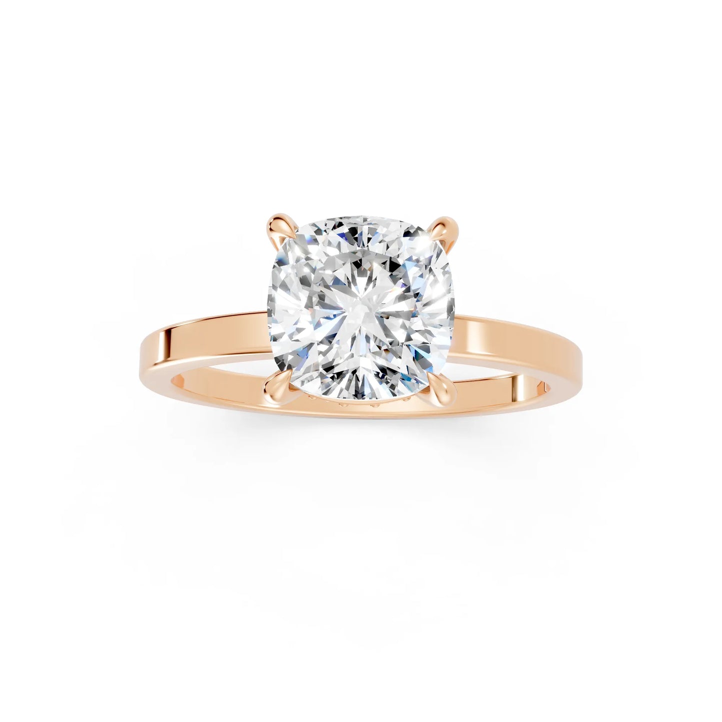 14K Gold Cushion Cut Diamond Hidden Halo Engagement Ring