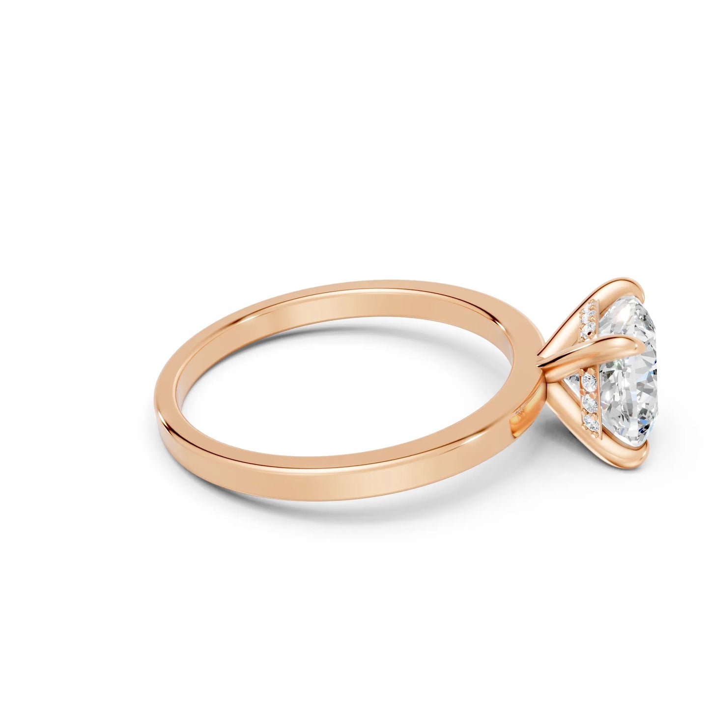 14K Gold Cushion Cut Diamond Hidden Halo Engagement Ring