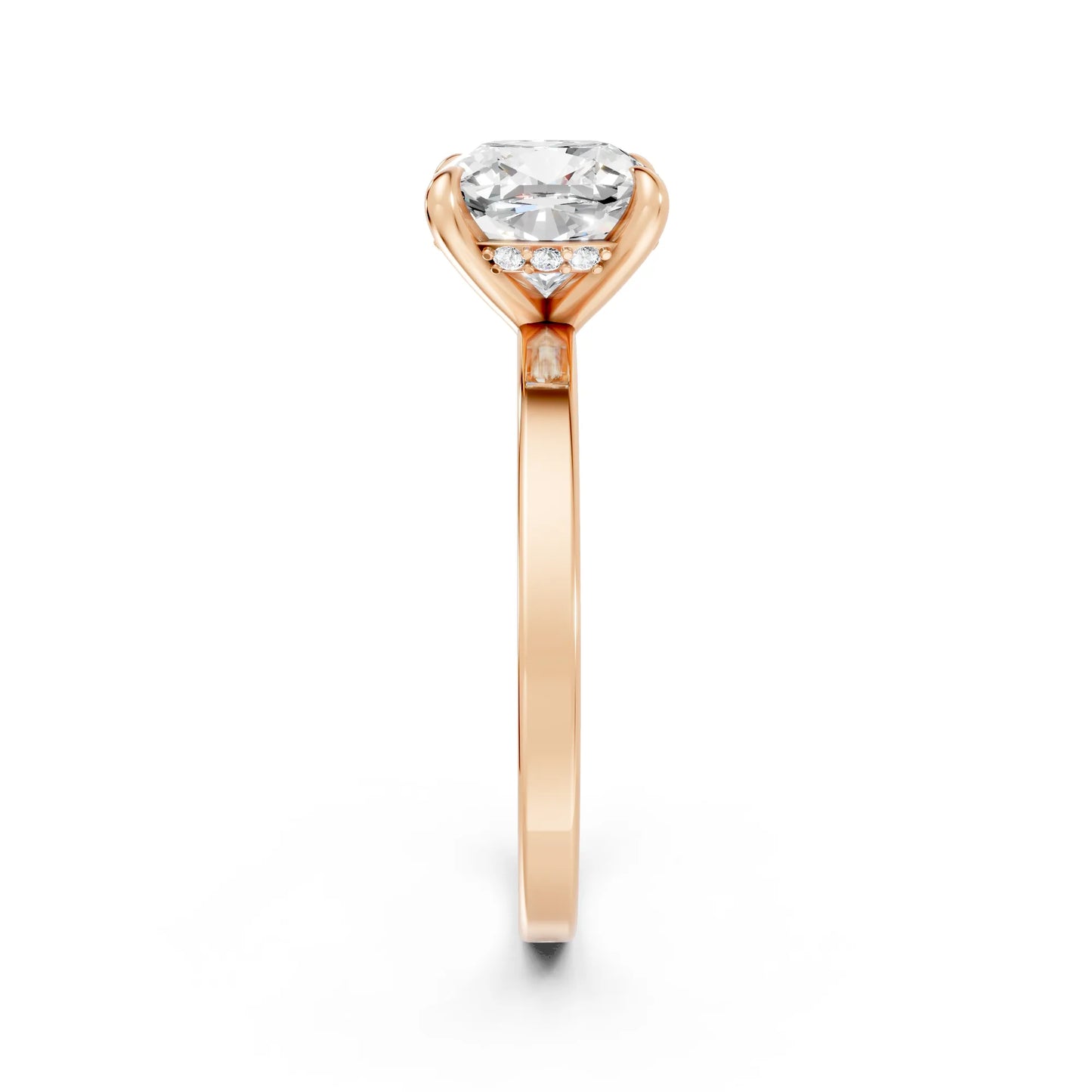14K Gold Cushion Cut Diamond Hidden Halo Engagement Ring