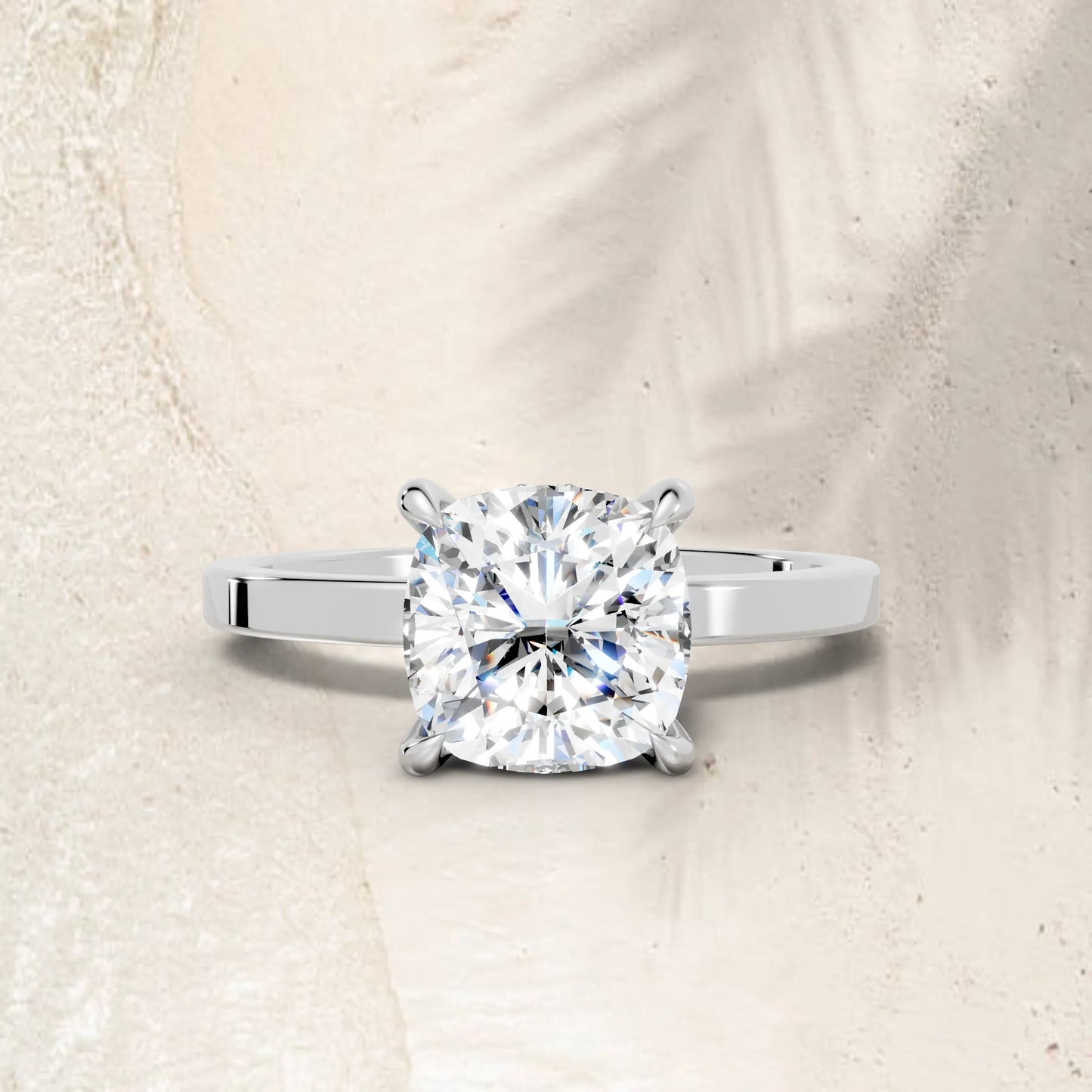 14K Gold Cushion Cut Diamond Hidden Halo Engagement Ring