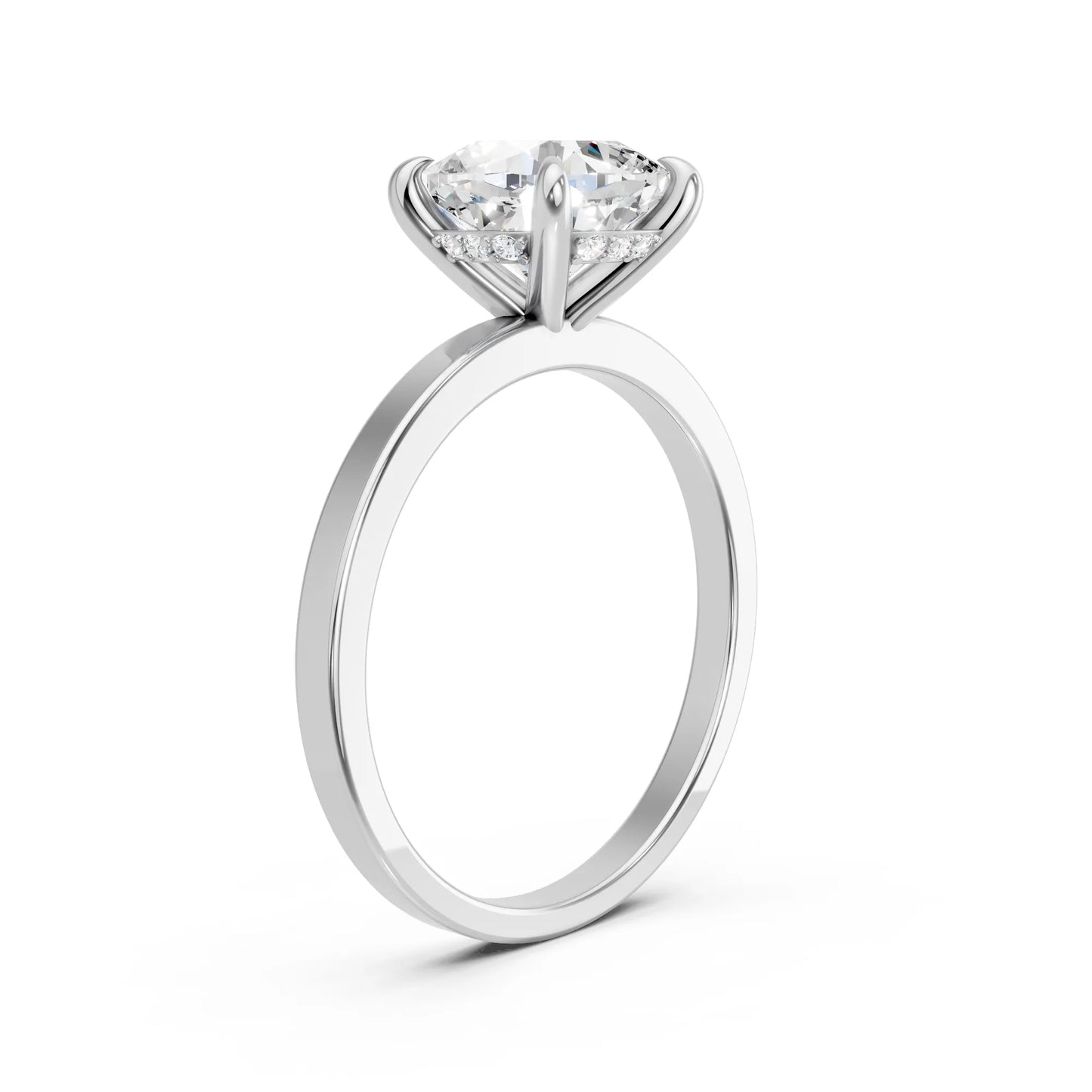 14K Gold Cushion Cut Diamond Hidden Halo Engagement Ring