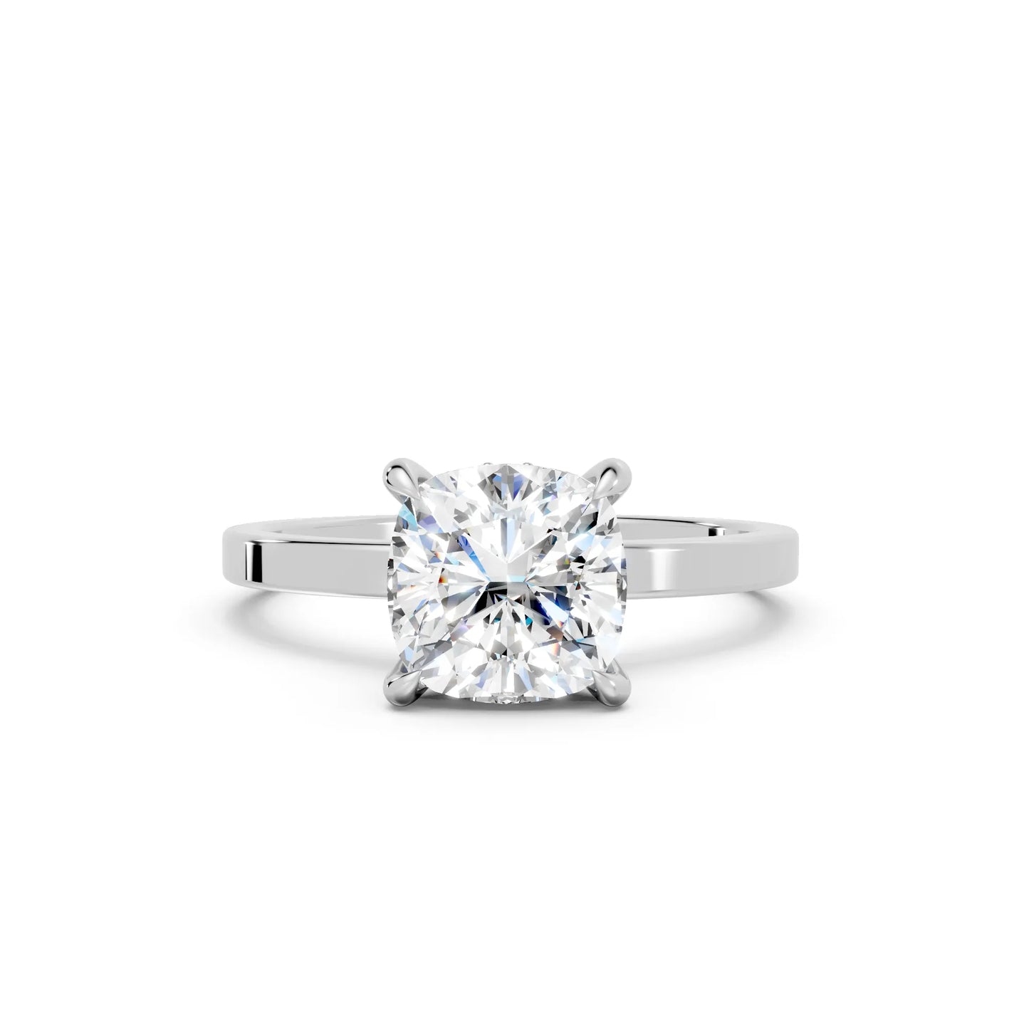 14K Gold Cushion Cut Diamond Hidden Halo Engagement Ring