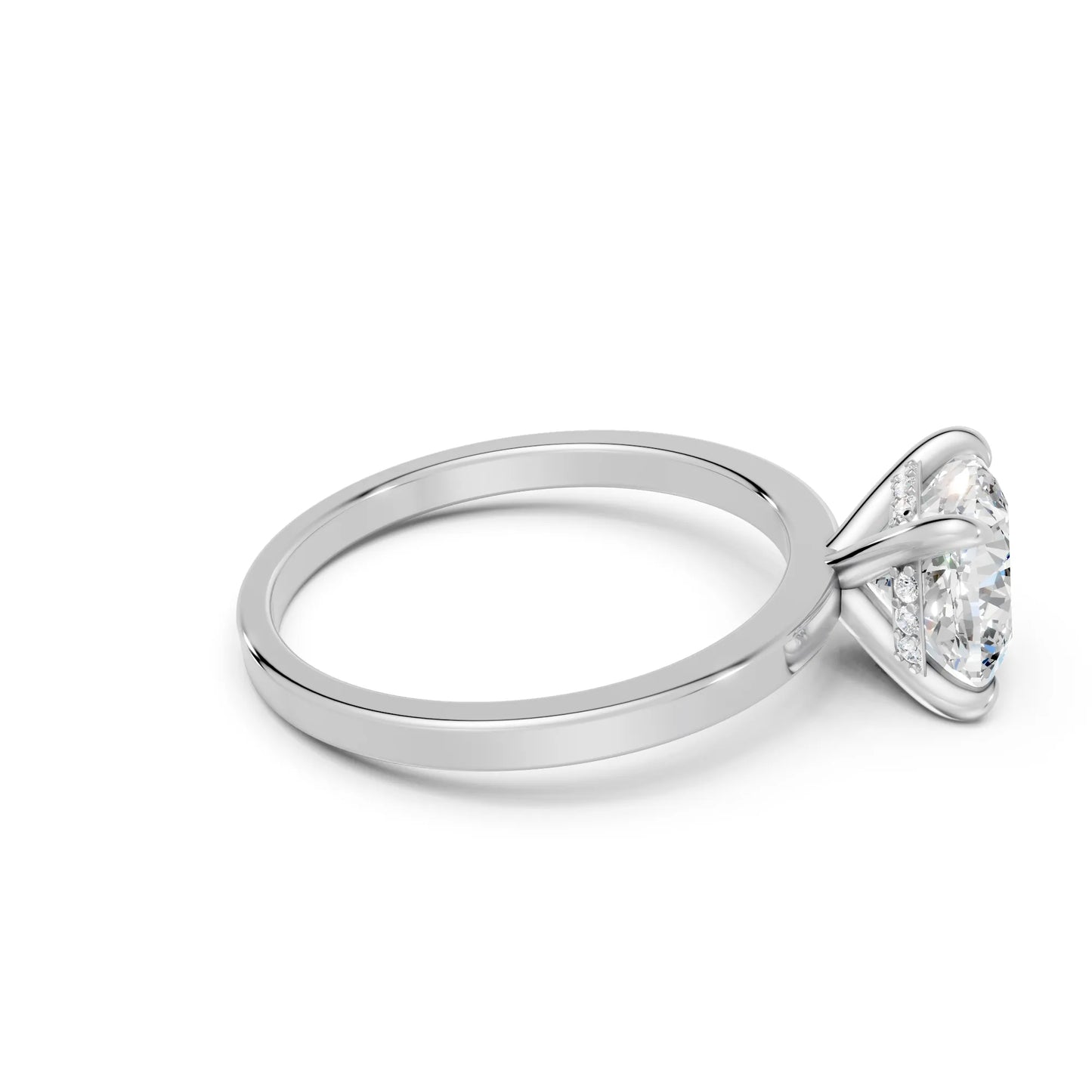 14K Gold Cushion Cut Diamond Hidden Halo Engagement Ring