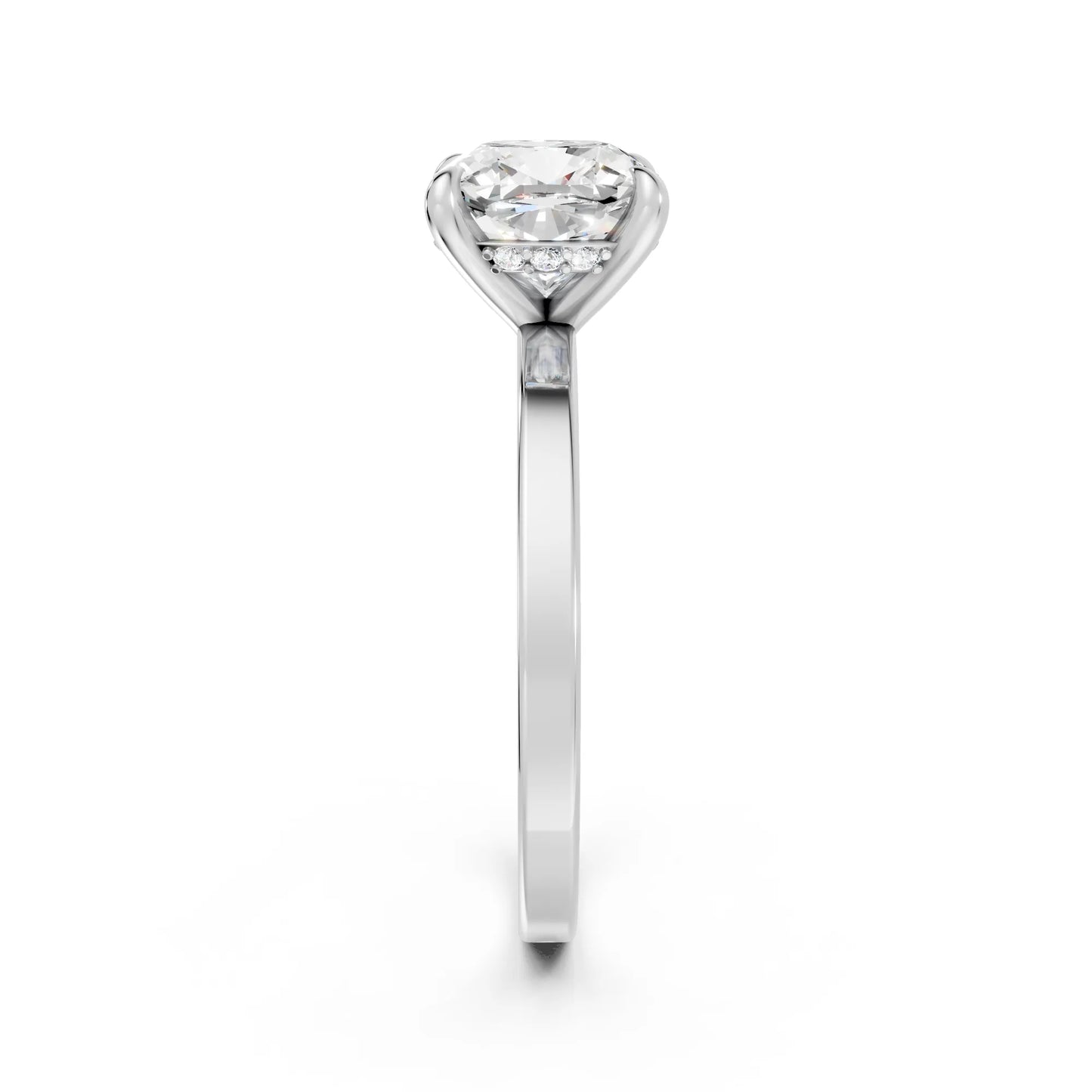 14K Gold Cushion Cut Diamond Hidden Halo Engagement Ring