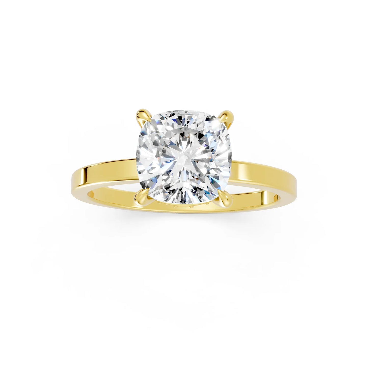 14K Gold Cushion Cut Diamond Hidden Halo Engagement Ring
