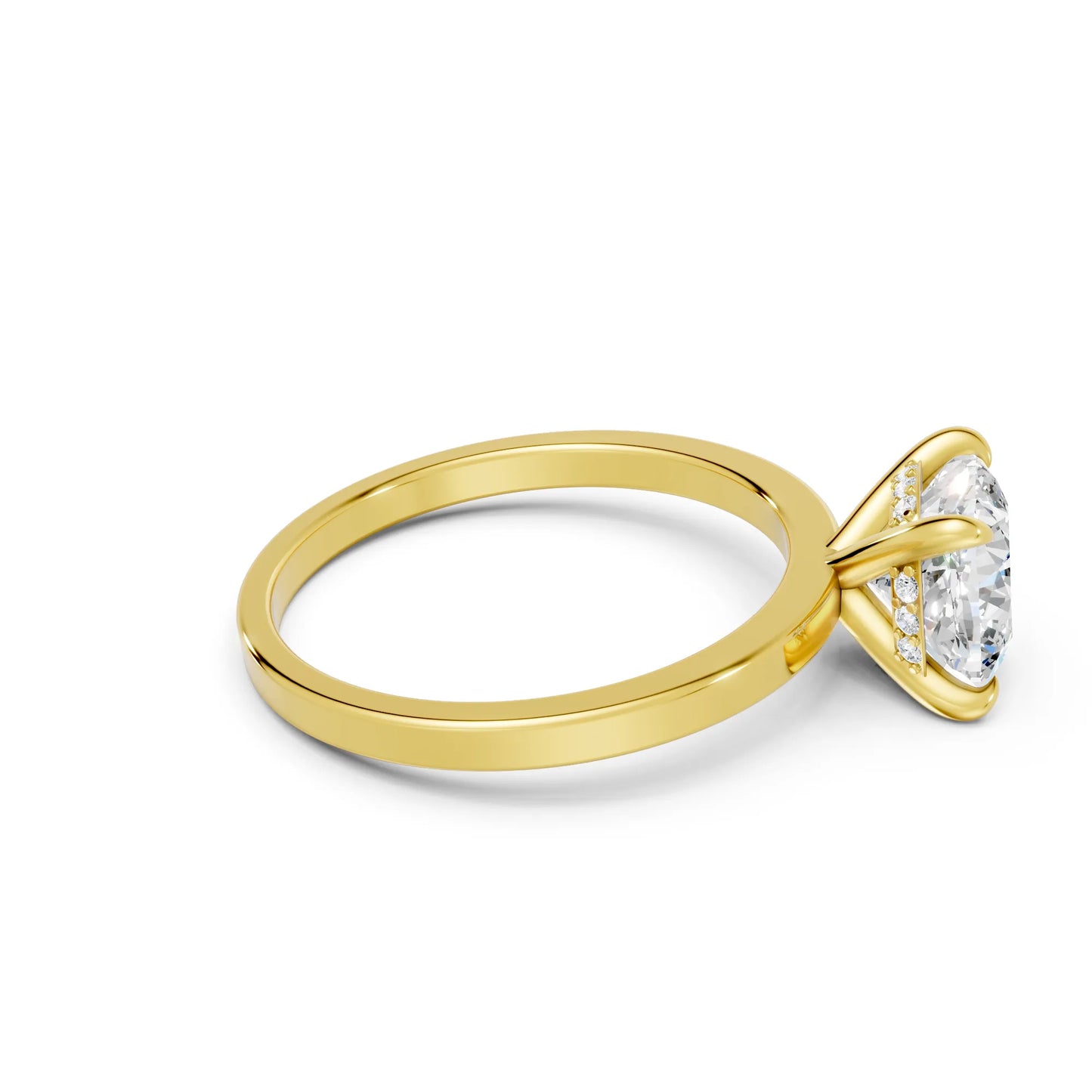 14K Gold Cushion Cut Diamond Hidden Halo Engagement Ring