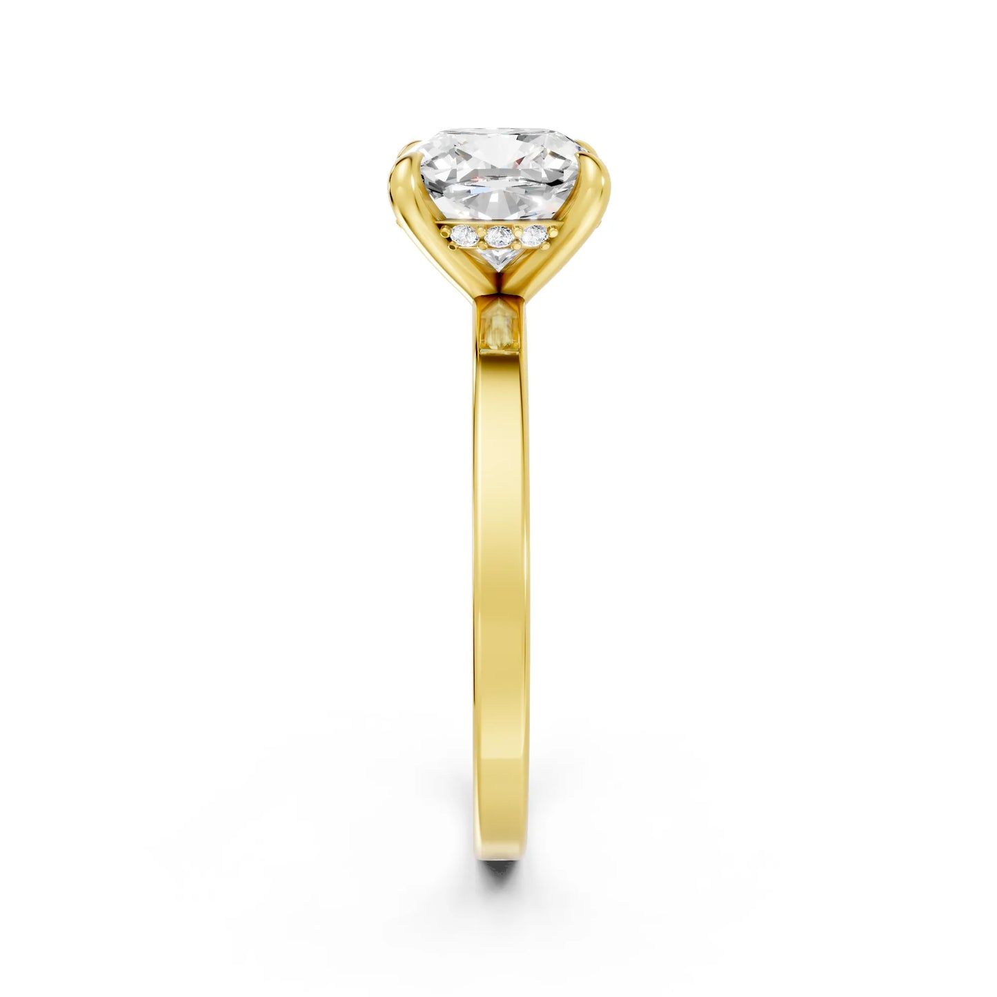 14K Gold Cushion Cut Diamond Hidden Halo Engagement Ring