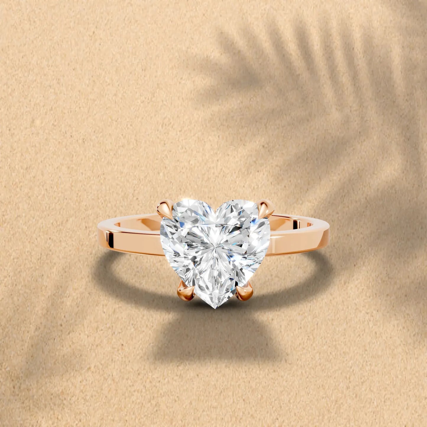 14K Gold Heart Cut Diamond Hidden Halo Engagement Ring