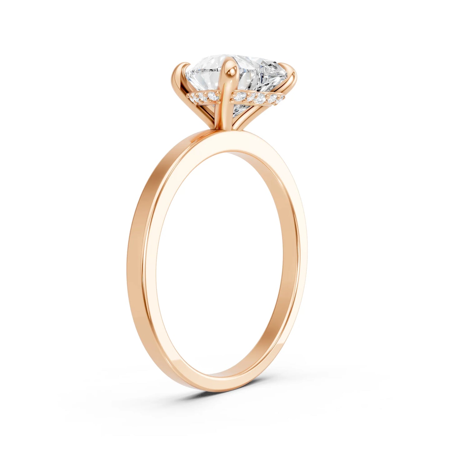14K Gold Heart Cut Diamond Hidden Halo Engagement Ring