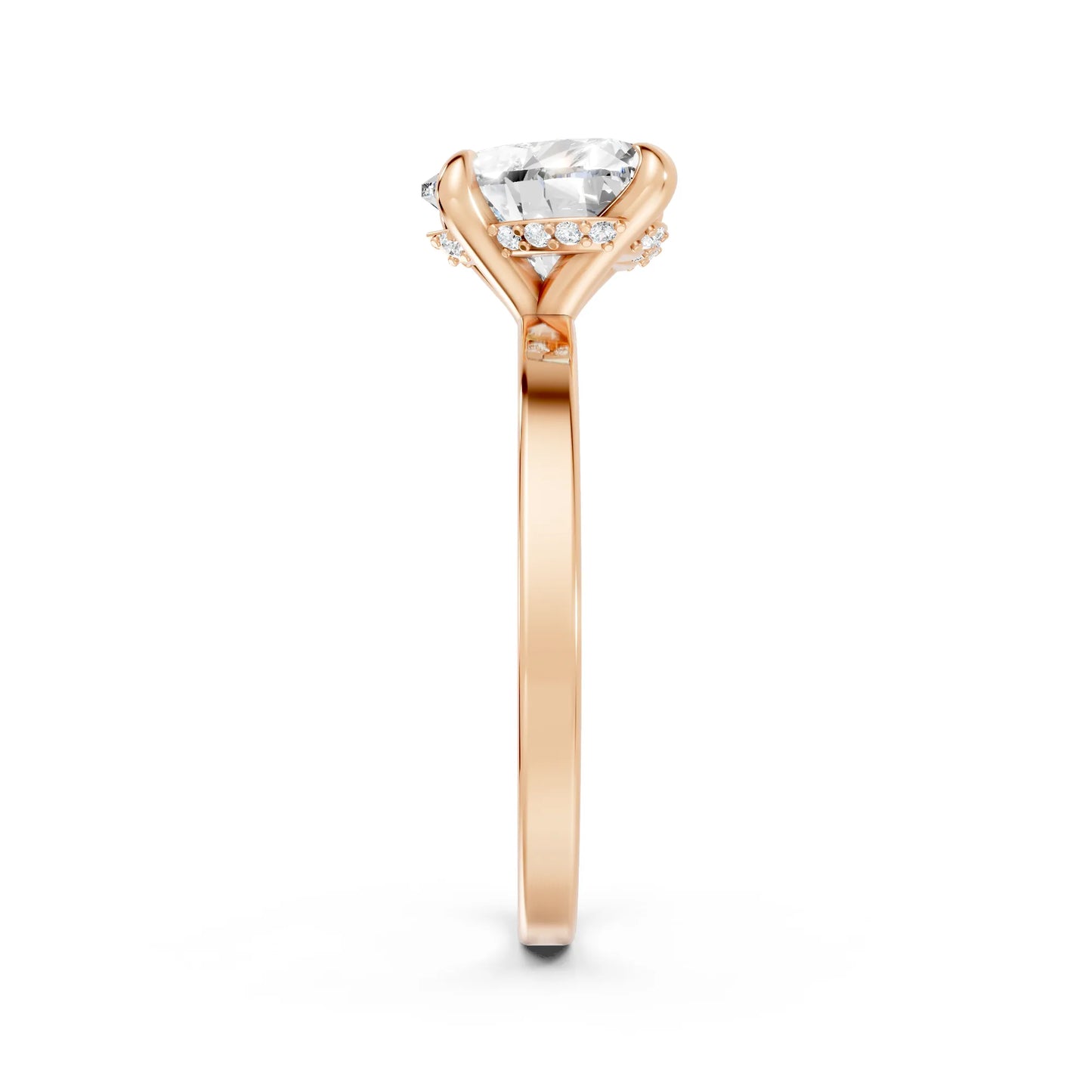 14K Gold Heart Cut Diamond Hidden Halo Engagement Ring