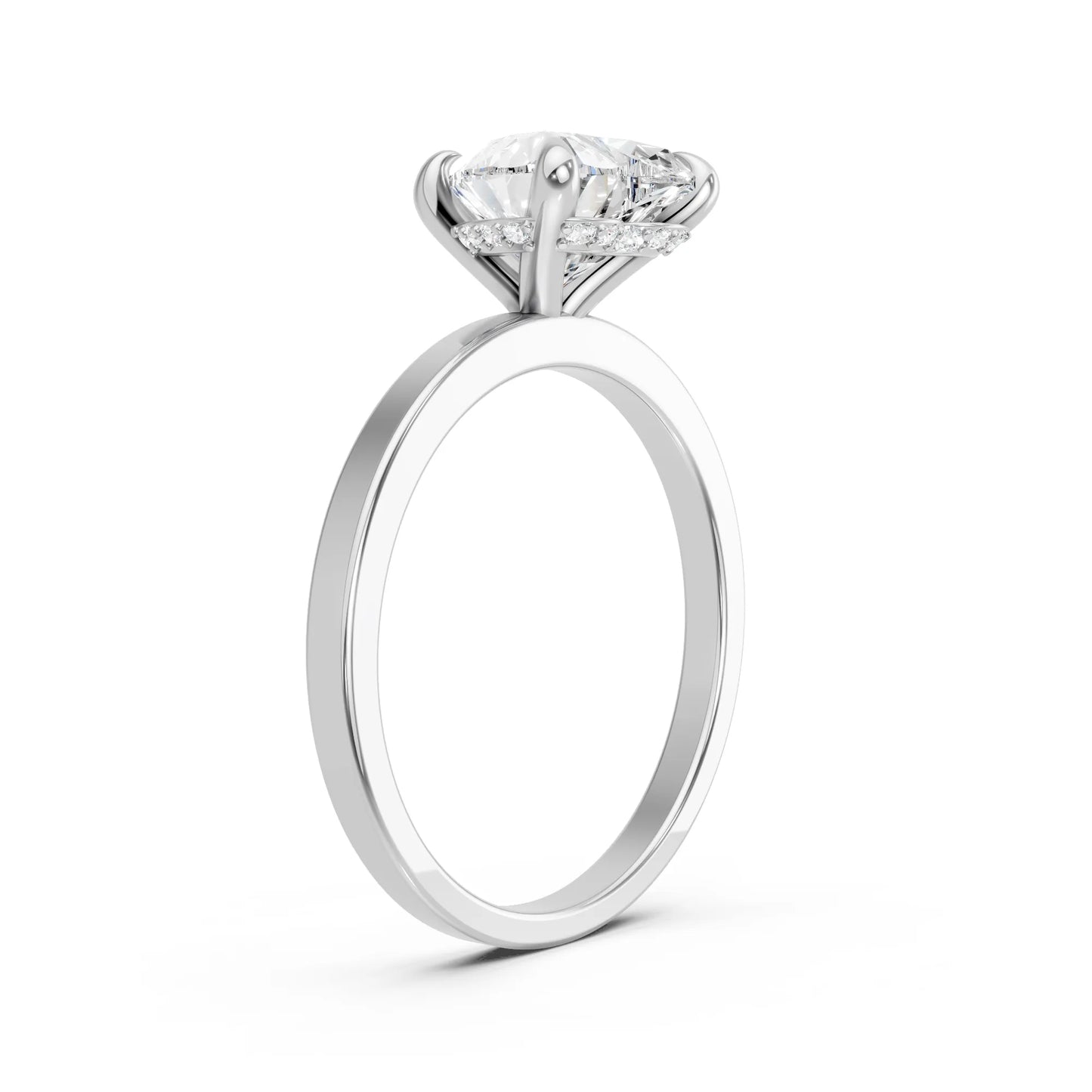 14K Gold Heart Cut Diamond Hidden Halo Engagement Ring