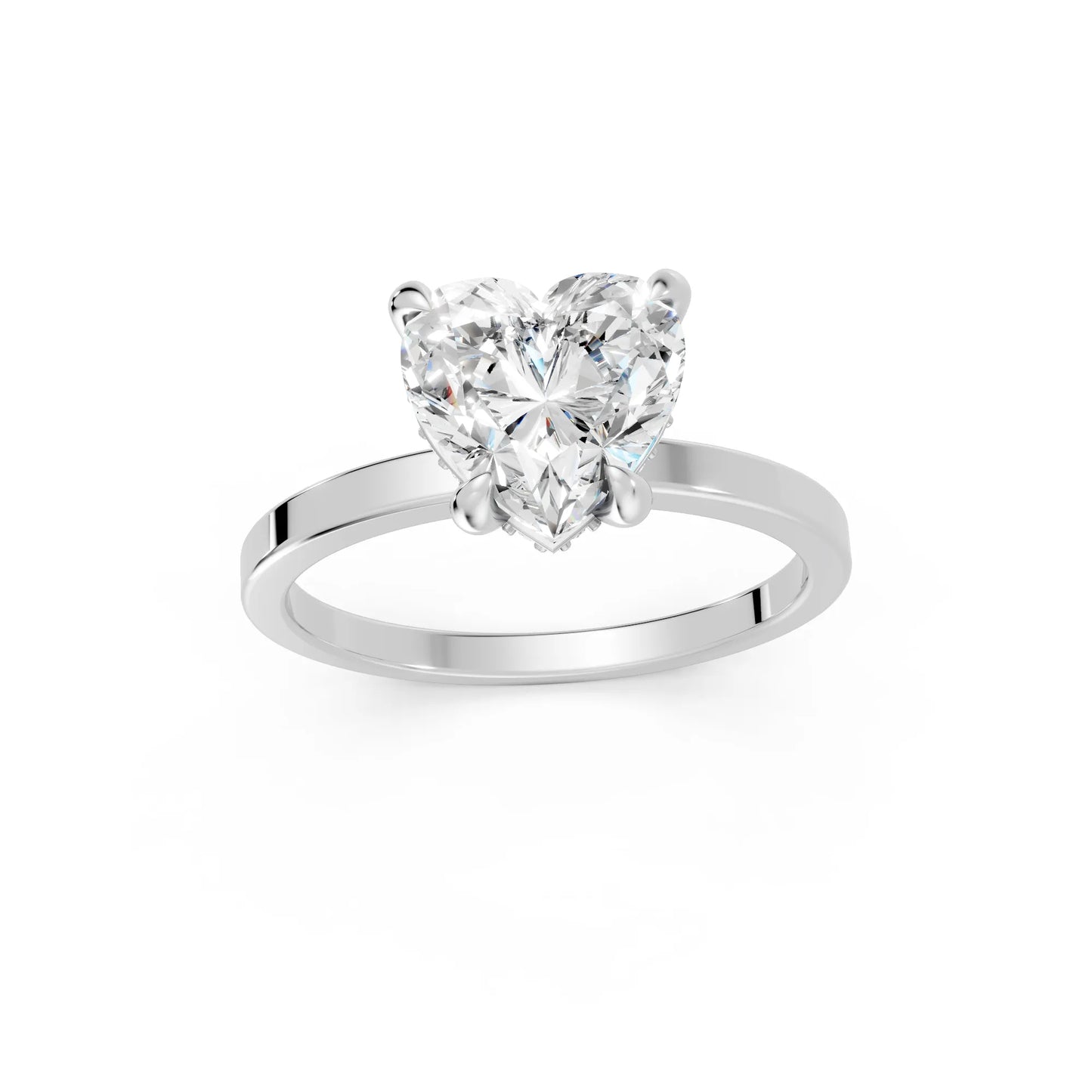 14K Gold Heart Cut Diamond Hidden Halo Engagement Ring