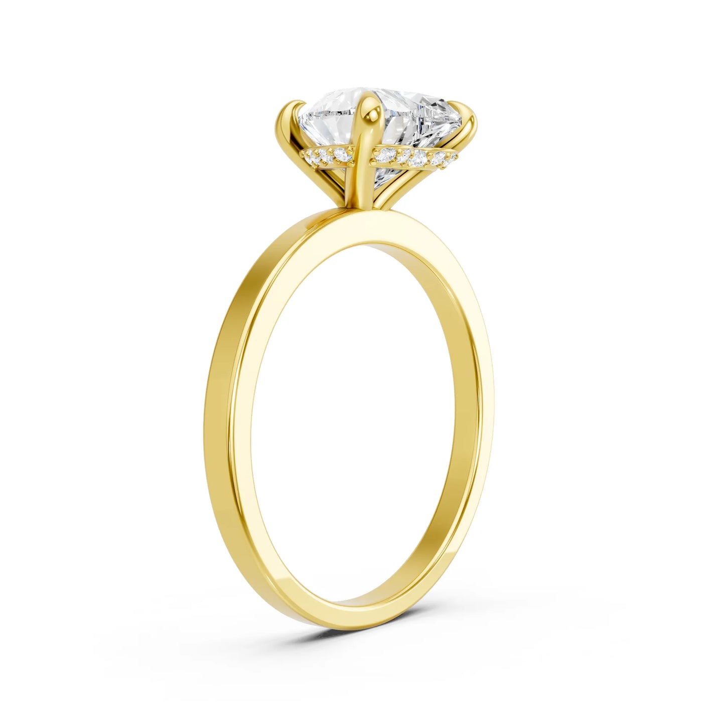 14K Gold Heart Cut Diamond Hidden Halo Engagement Ring