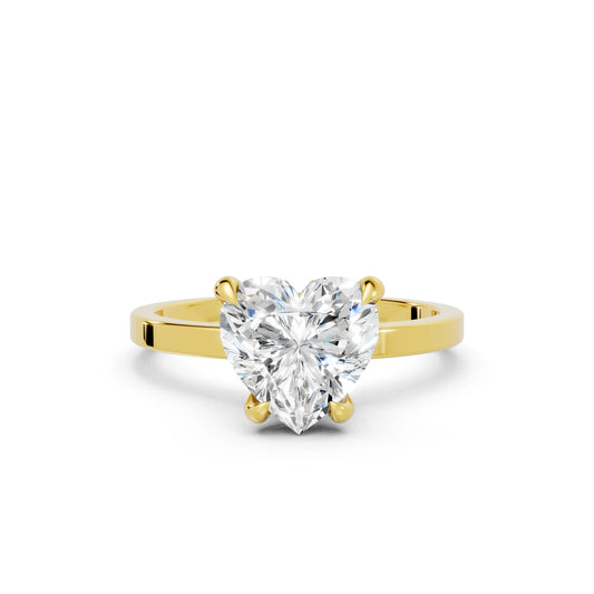 14K Gold Heart Cut Diamond Hidden Halo Engagement Ring