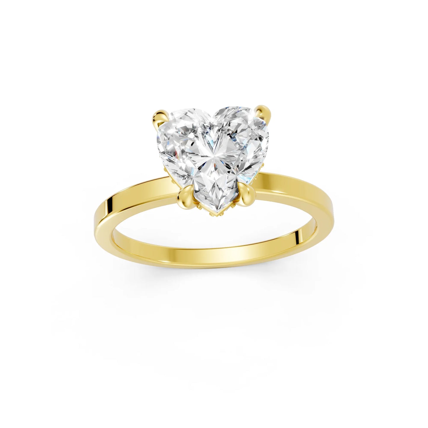 14K Gold Heart Cut Diamond Hidden Halo Engagement Ring