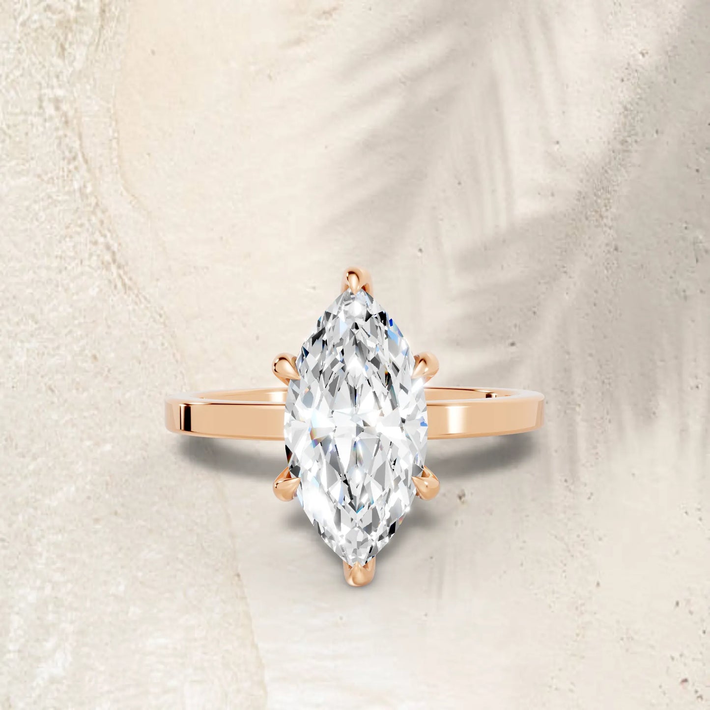 14K Gold Marquise Cut Diamond Hidden Halo Engagement Ring