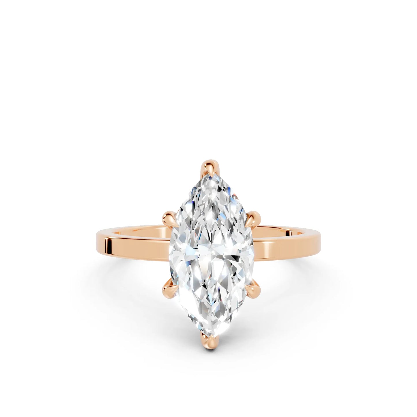 14K Gold Marquise Cut Diamond Hidden Halo Engagement Ring