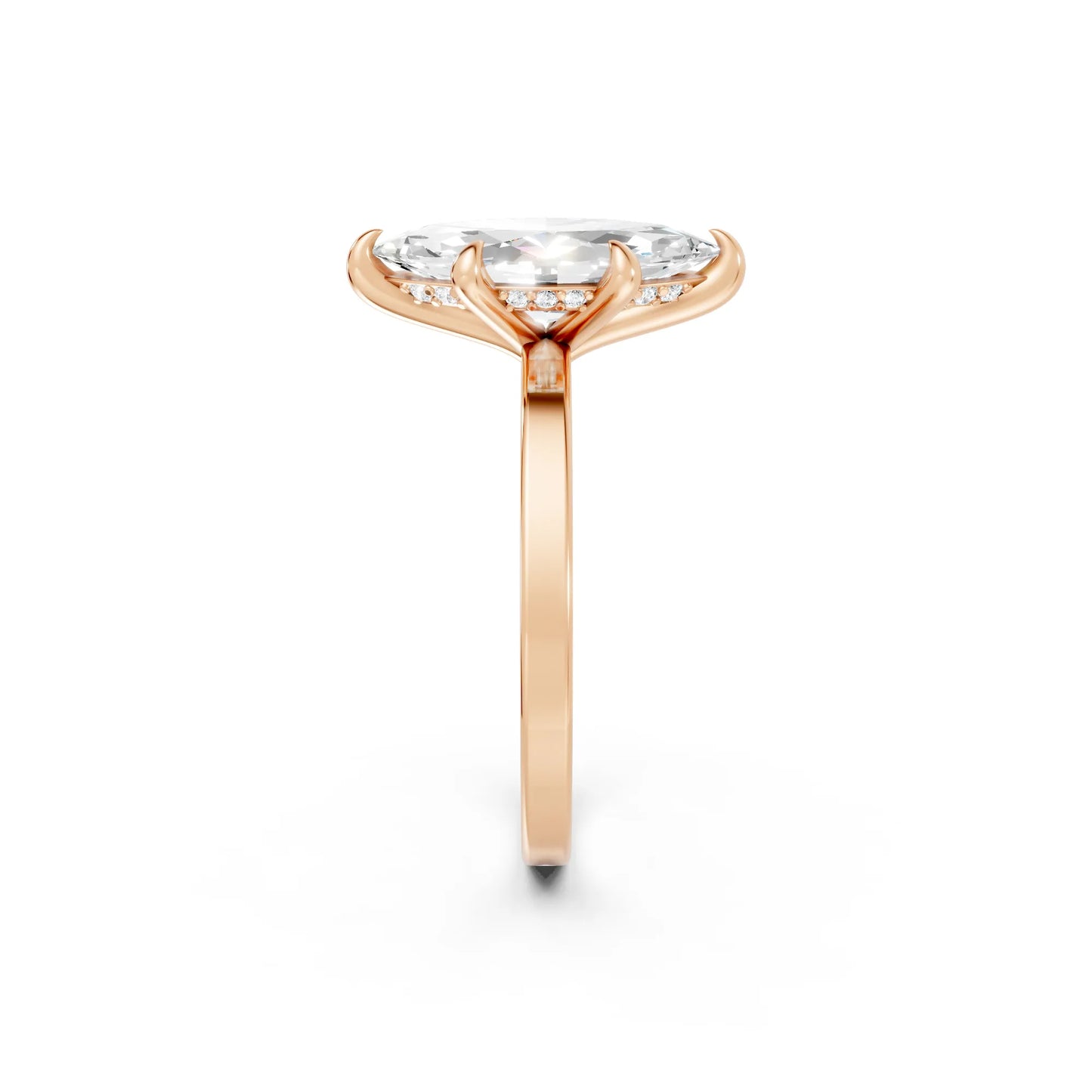 14K Gold Marquise Cut Diamond Hidden Halo Engagement Ring