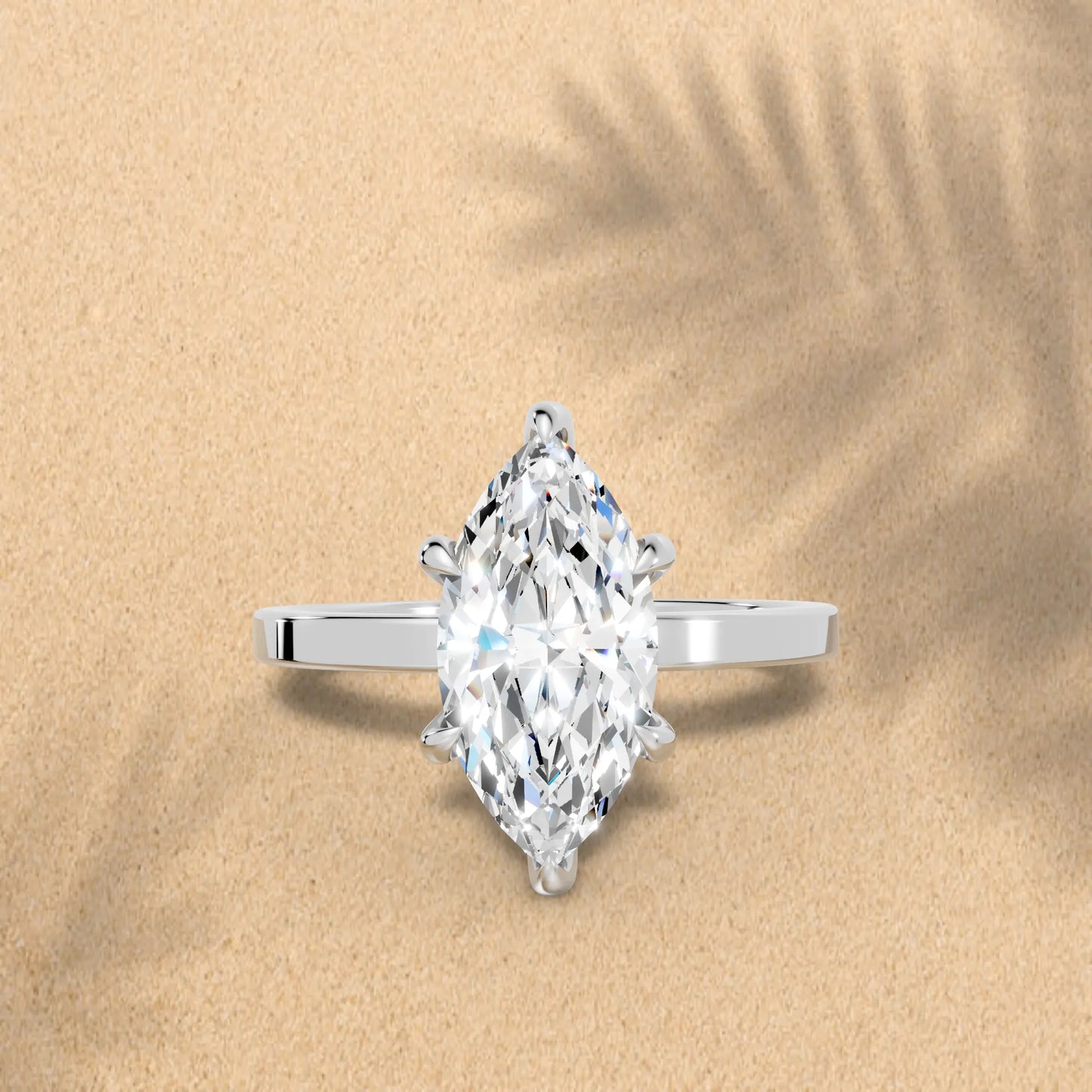 14K Gold Marquise Cut Diamond Hidden Halo Engagement Ring