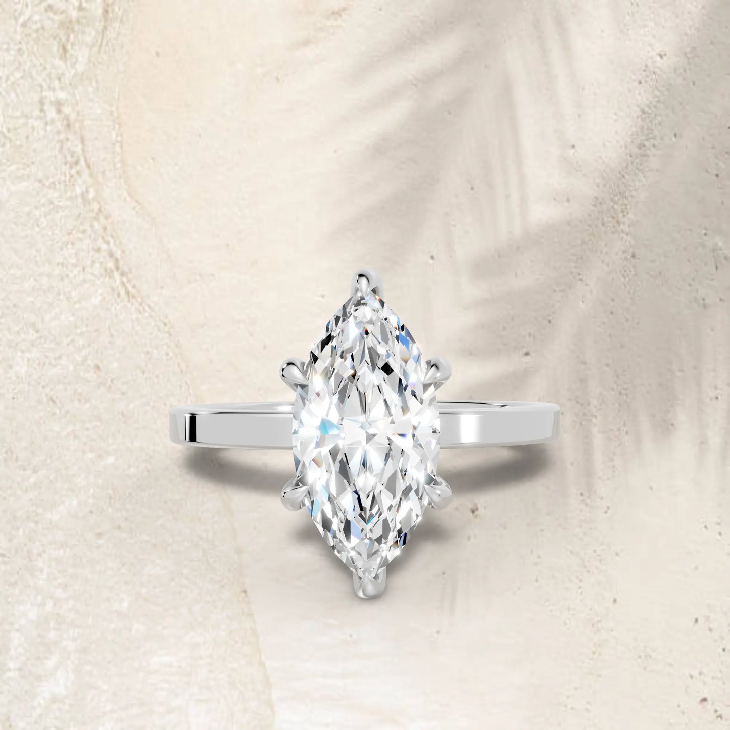 14K Gold Marquise Cut Diamond Hidden Halo Engagement Ring
