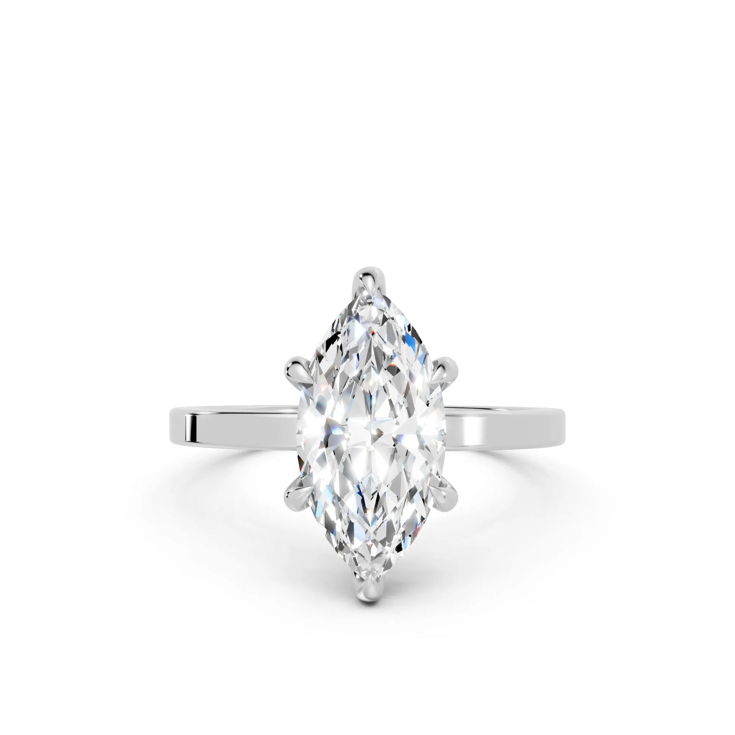 14K Gold Marquise Cut Diamond Hidden Halo Engagement Ring