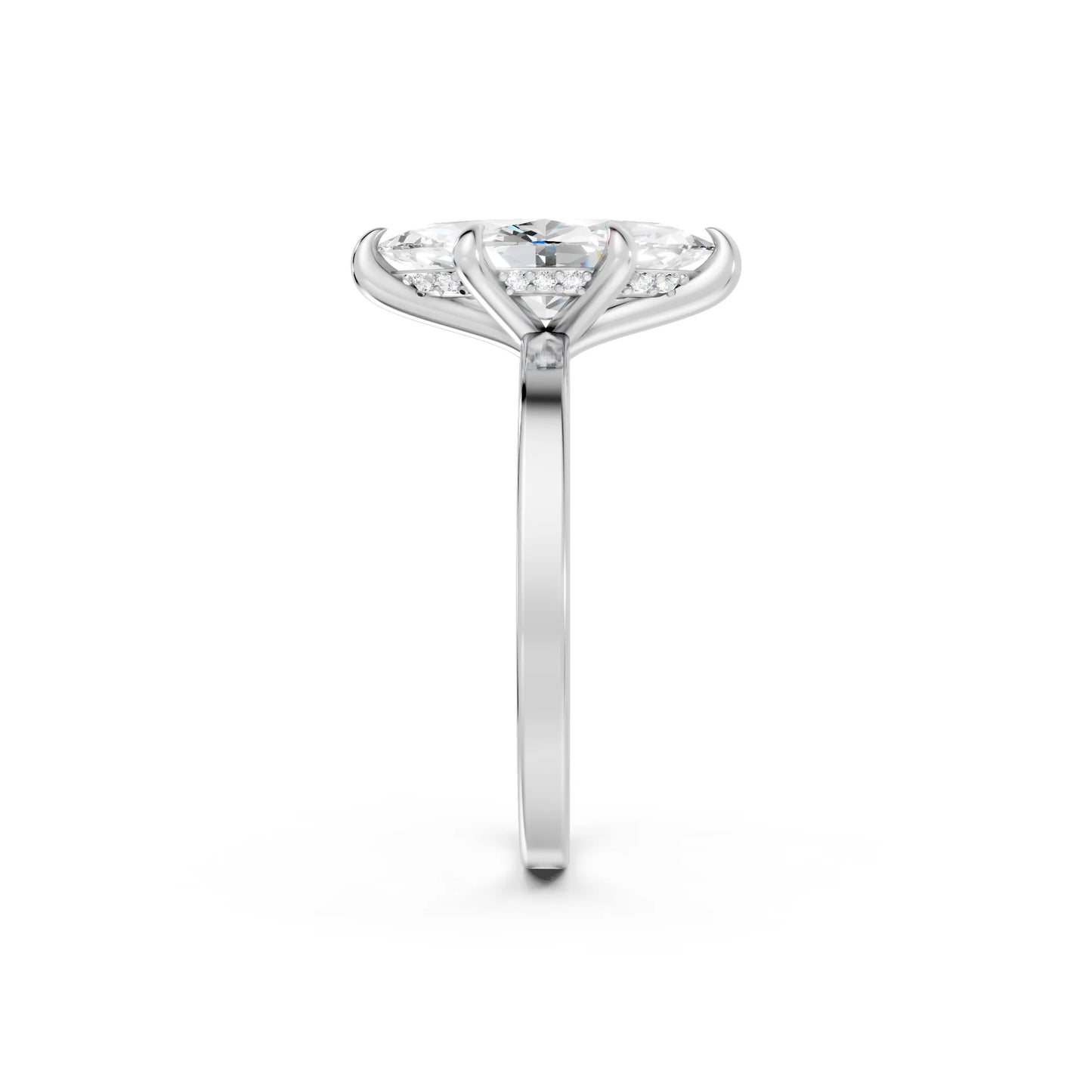 14K Gold Marquise Cut Diamond Hidden Halo Engagement Ring