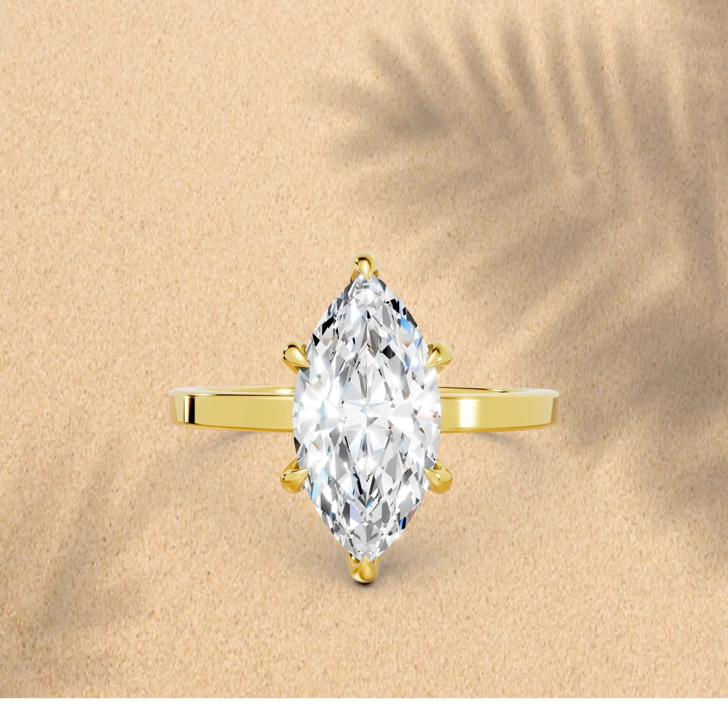 14K Gold Marquise Cut Diamond Hidden Halo Engagement Ring