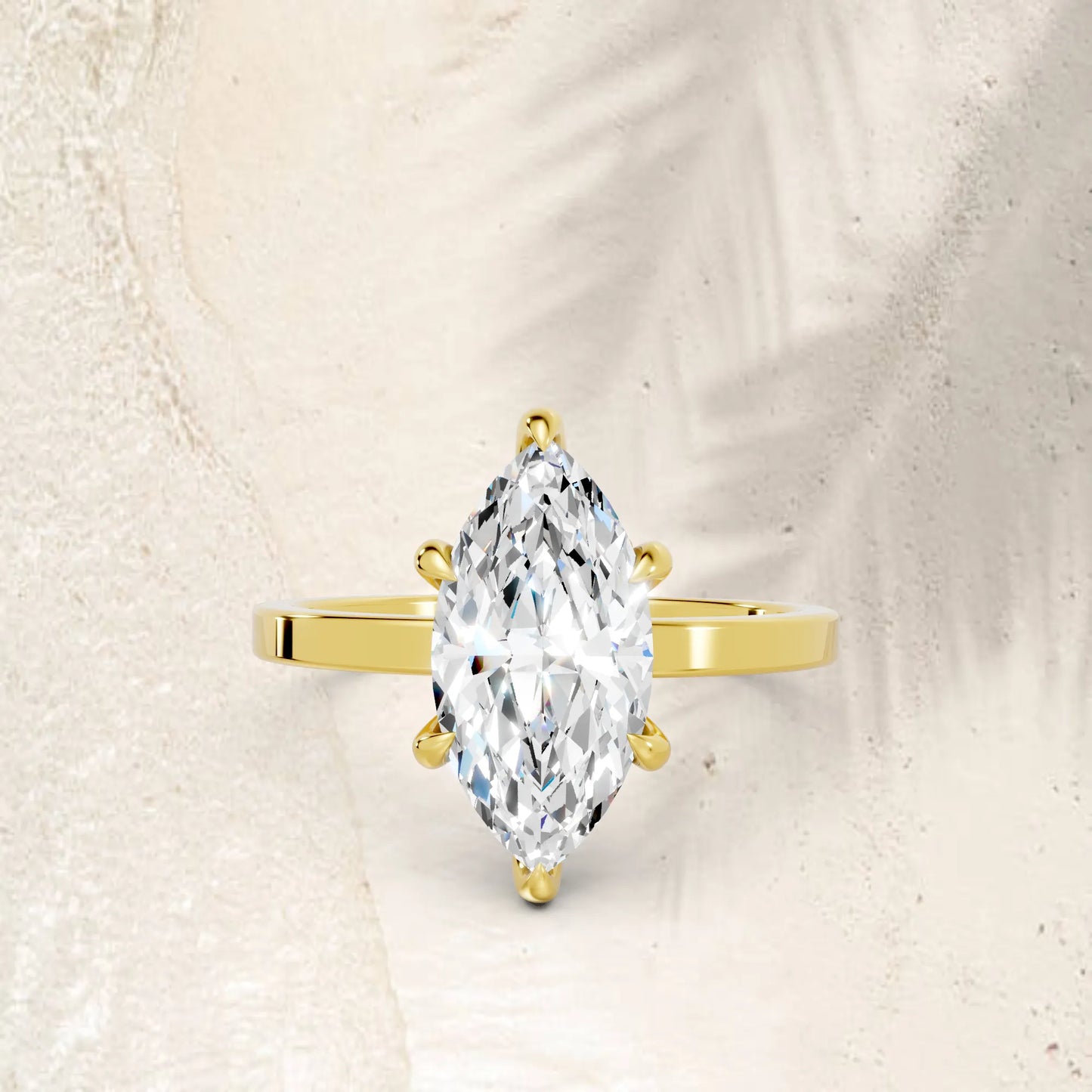 14K Gold Marquise Cut Diamond Hidden Halo Engagement Ring