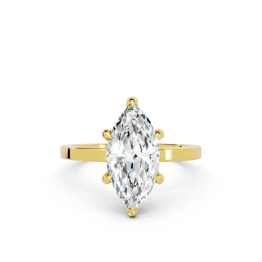 14K Gold Marquise Cut Diamond Hidden Halo Engagement Ring