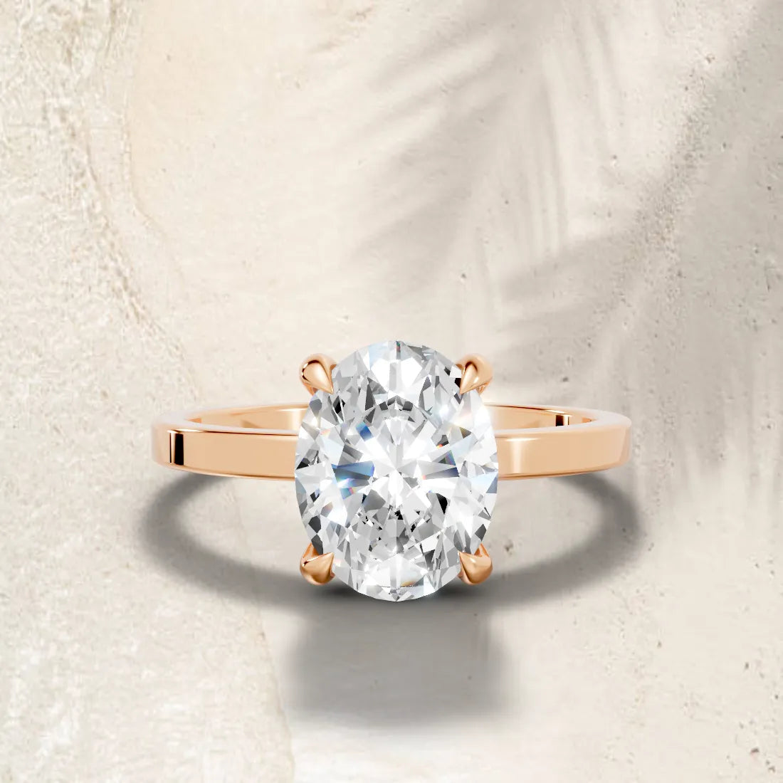 14K Gold Oval Cut Diamond Hidden Halo Engagement Ring