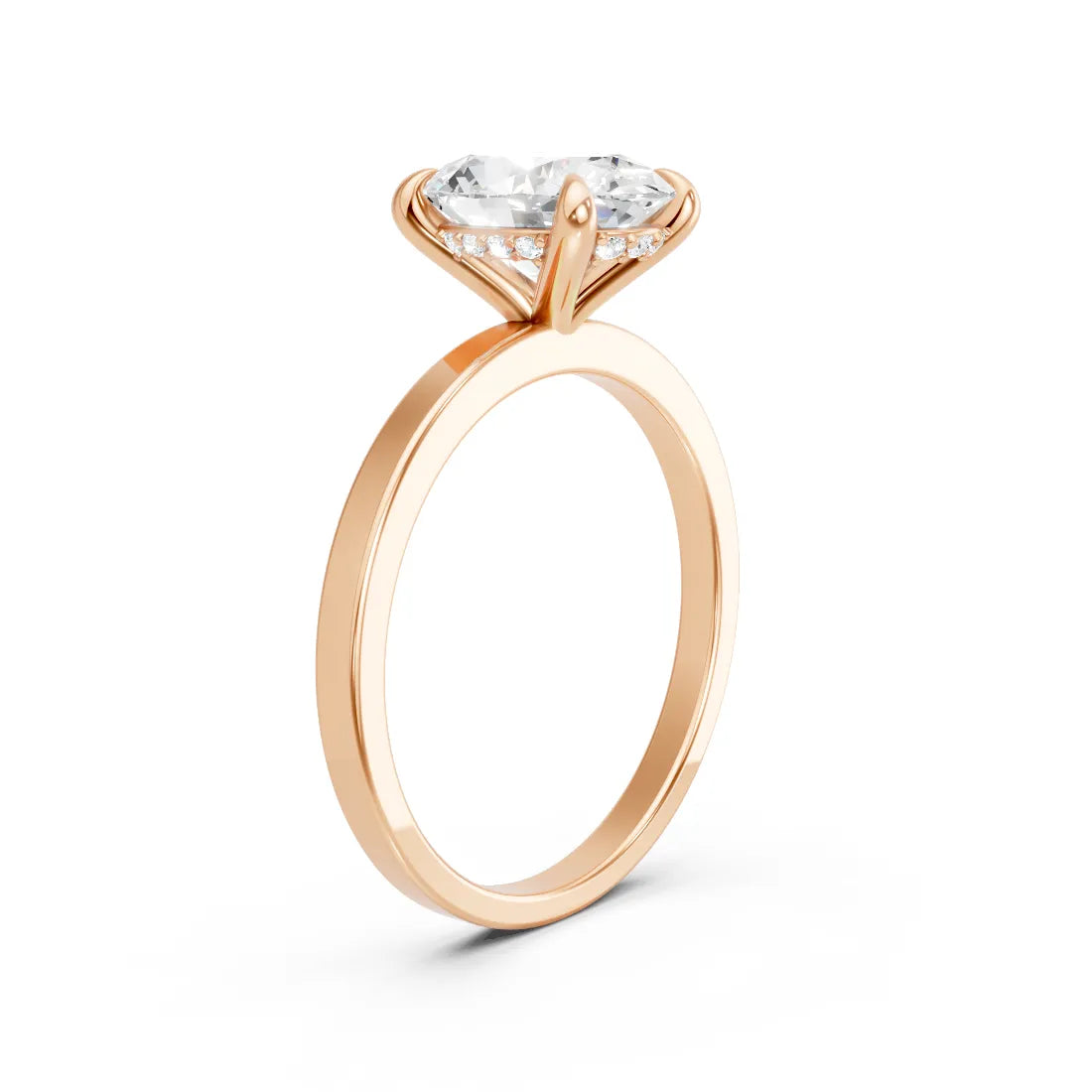 14K Gold Oval Cut Diamond Hidden Halo Engagement Ring