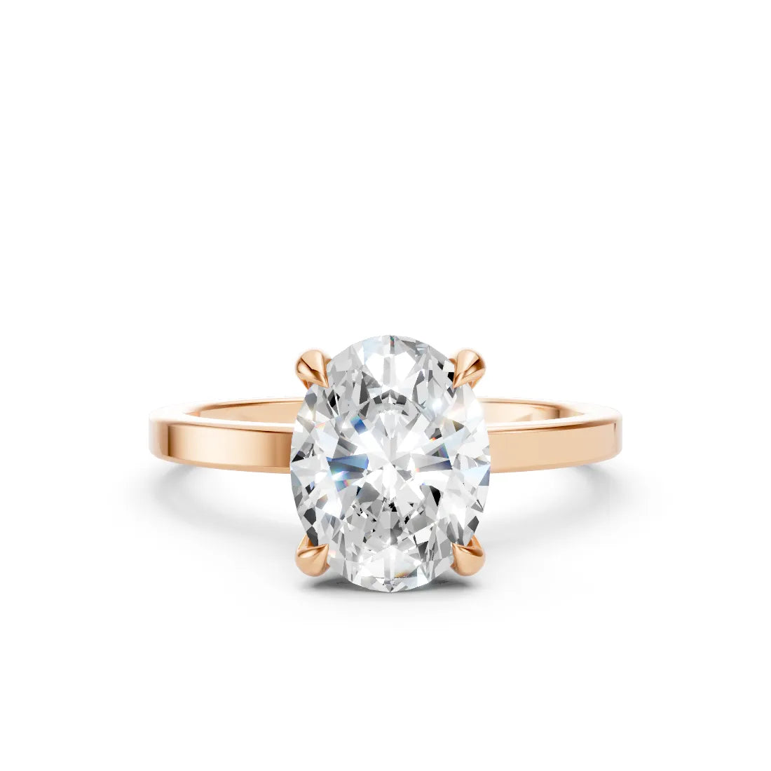 14K Gold Oval Cut Diamond Hidden Halo Engagement Ring