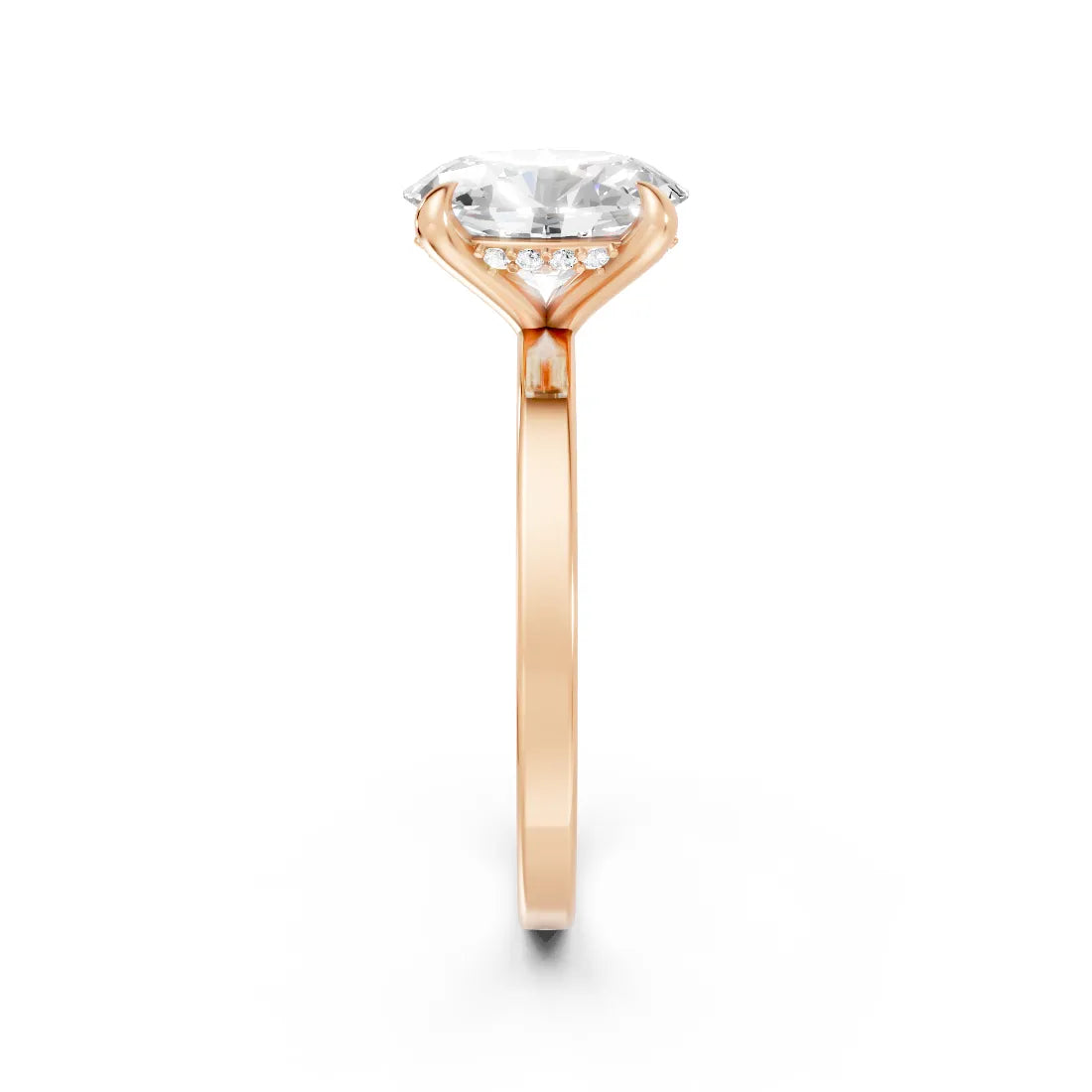 14K Gold Oval Cut Diamond Hidden Halo Engagement Ring
