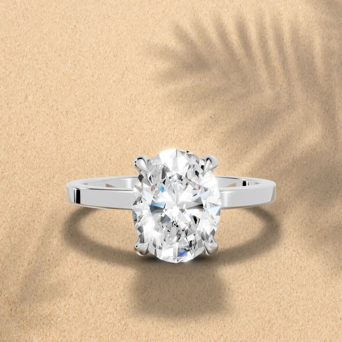 14K Gold Oval Cut Diamond Hidden Halo Engagement Ring