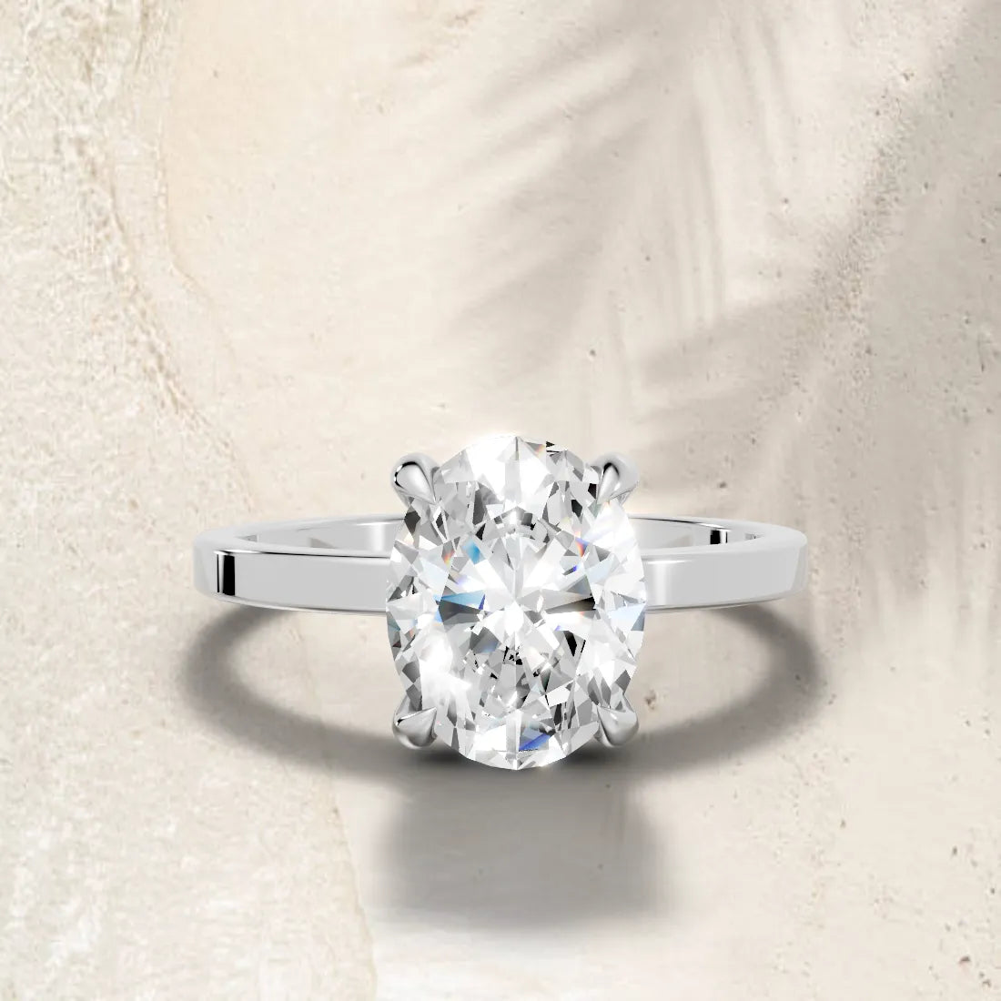 14K Gold Oval Cut Diamond Hidden Halo Engagement Ring