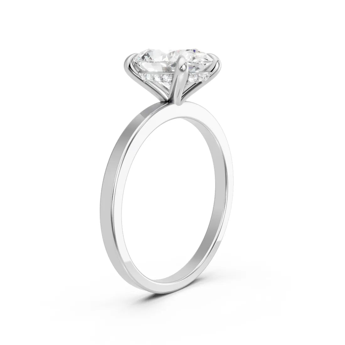 14K Gold Oval Cut Diamond Hidden Halo Engagement Ring