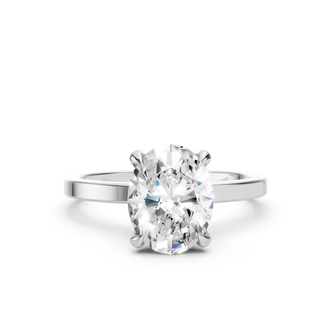 14K Gold Oval Cut Diamond Hidden Halo Engagement Ring