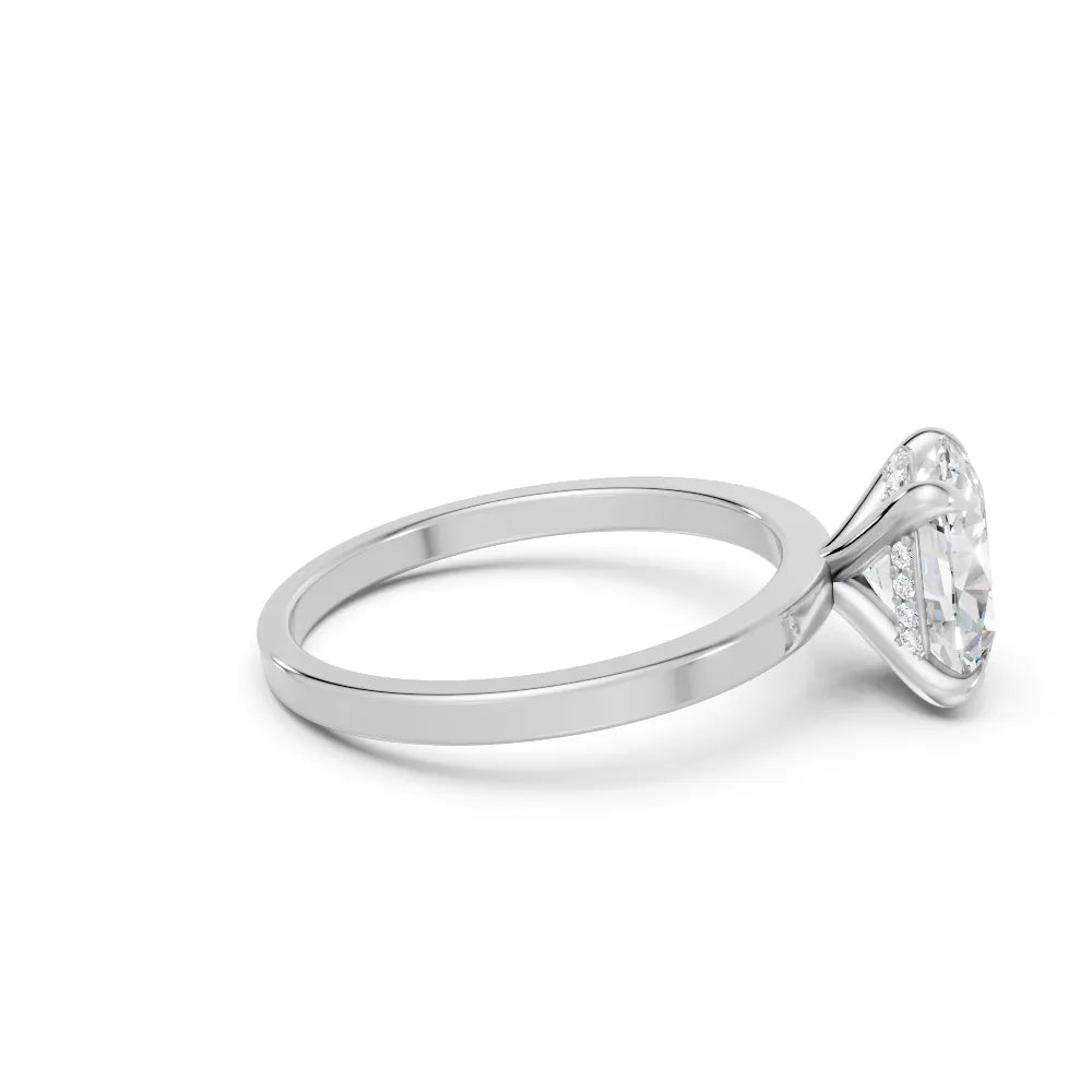 14K Gold Oval Cut Diamond Hidden Halo Engagement Ring