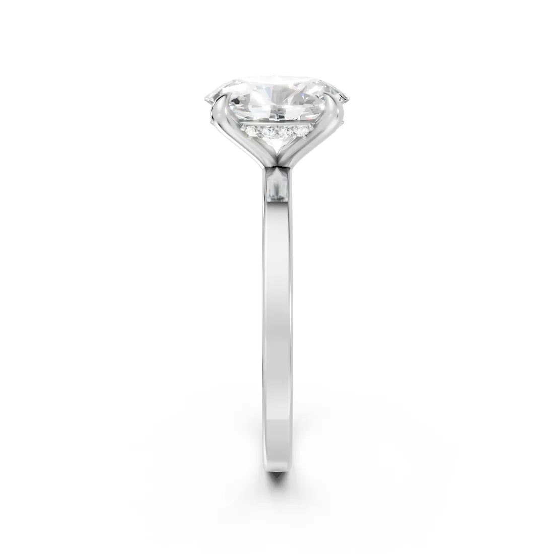 14K Gold Oval Cut Diamond Hidden Halo Engagement Ring