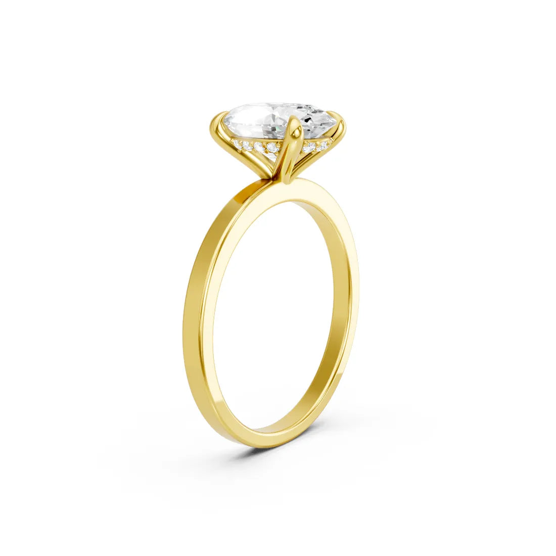 14K Gold Oval Cut Diamond Hidden Halo Engagement Ring