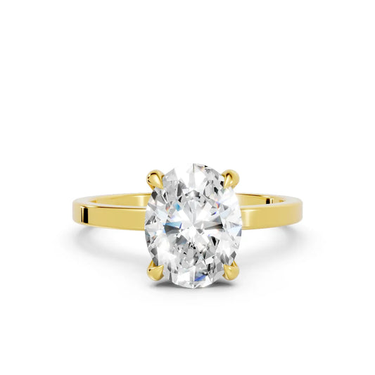 14K Gold Oval Cut Diamond Hidden Halo Engagement Ring