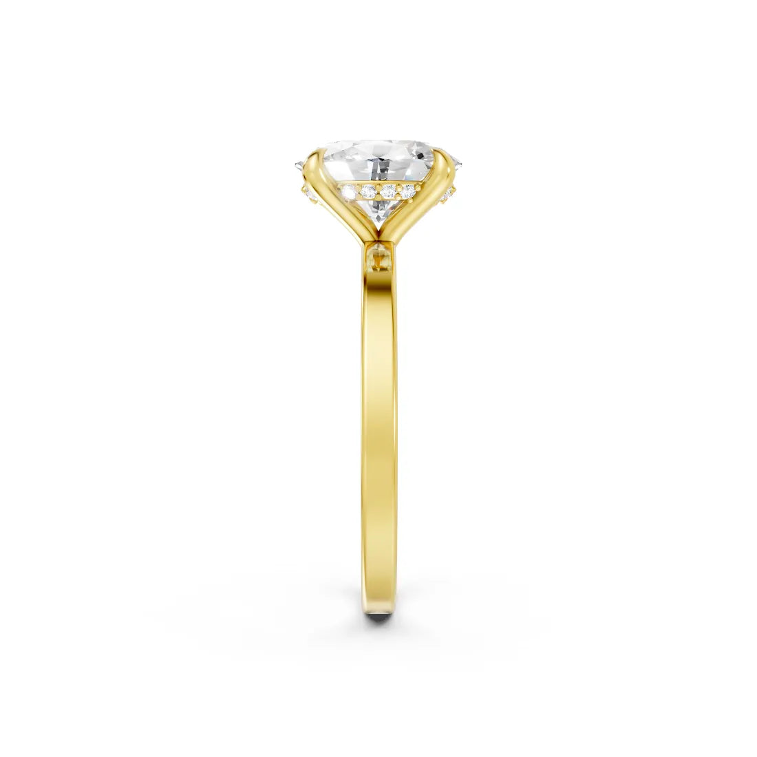 14K Gold Oval Cut Diamond Hidden Halo Engagement Ring