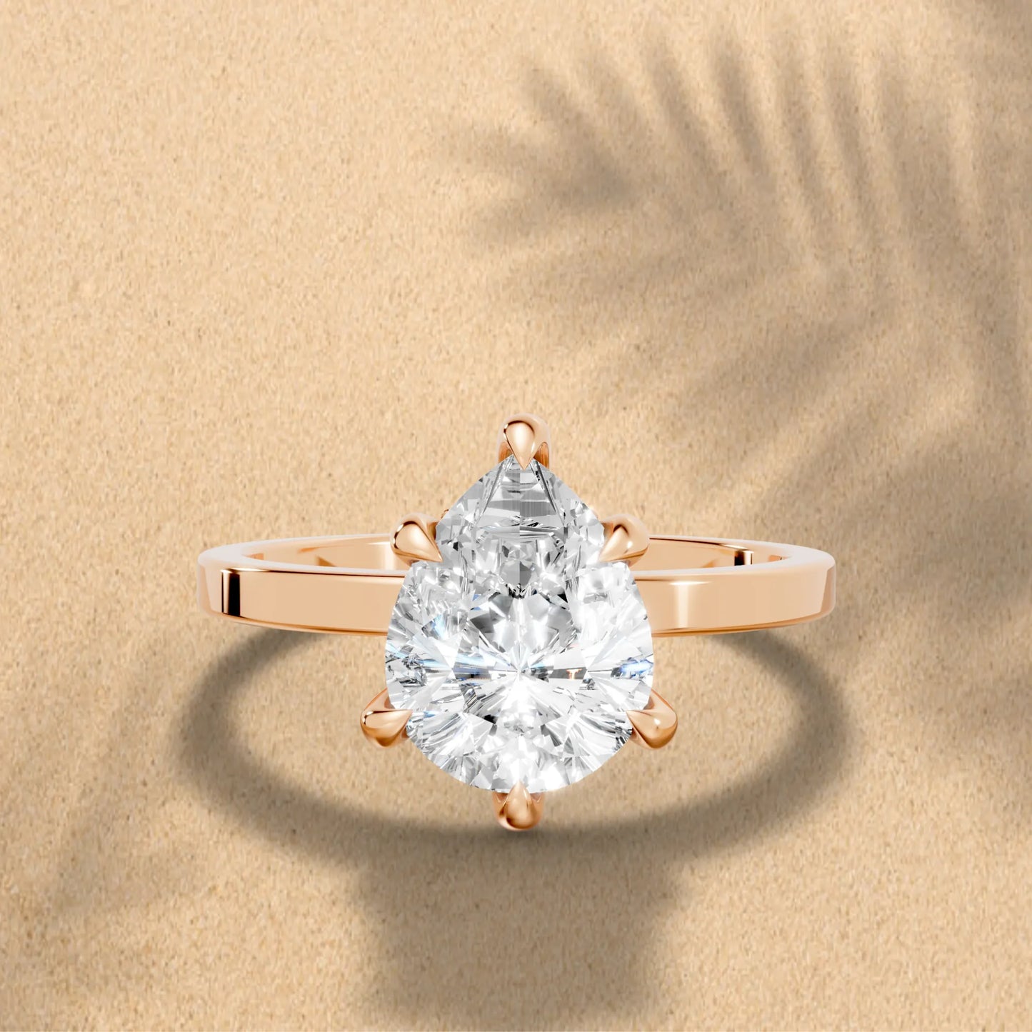 14K Gold Pear Cut Diamond Hidden Halo Engagement Ring