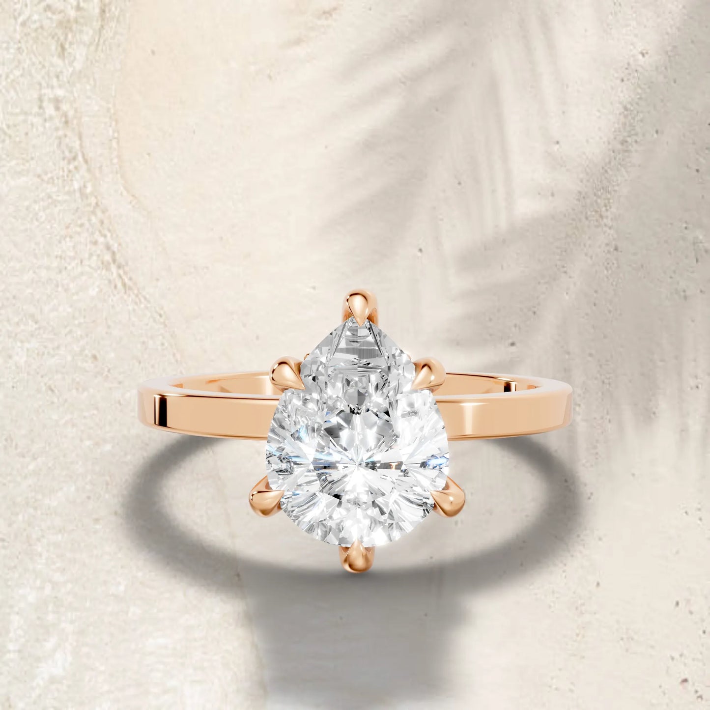 14K Gold Pear Cut Diamond Hidden Halo Engagement Ring