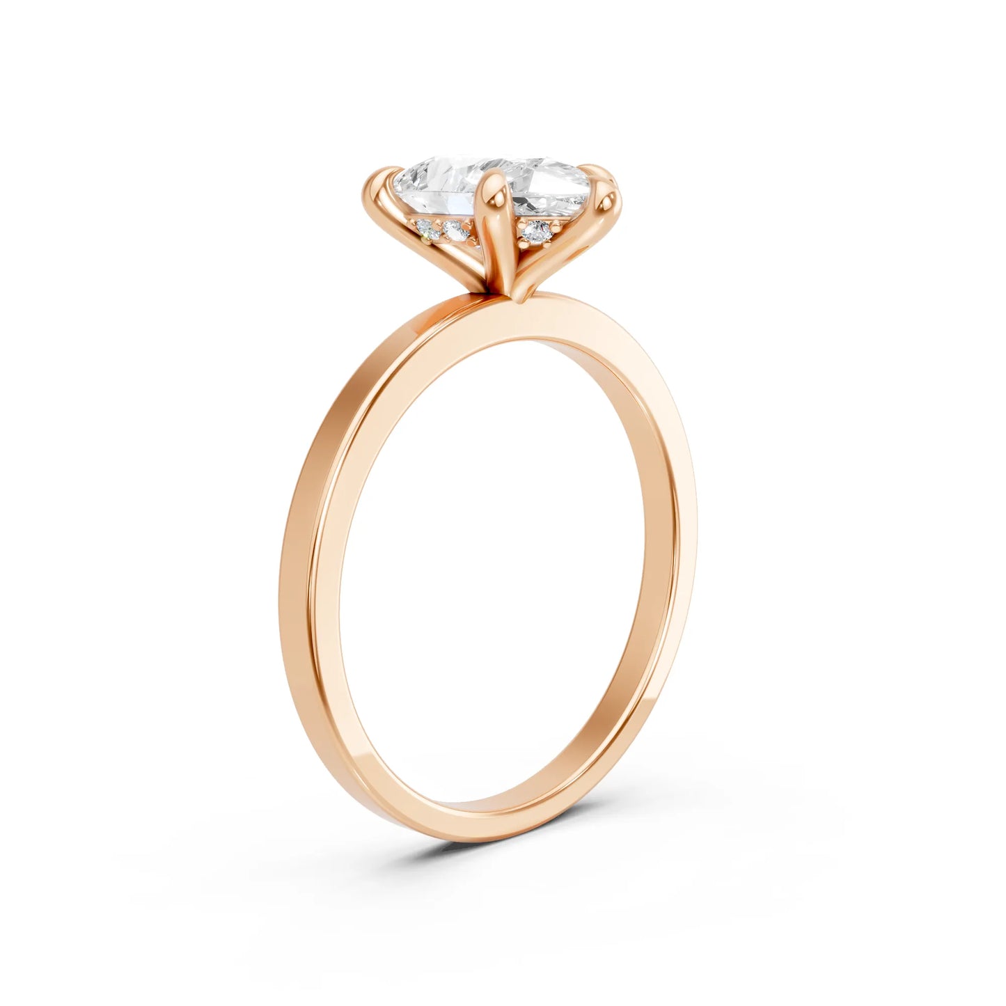 14K Gold Pear Cut Diamond Hidden Halo Engagement Ring