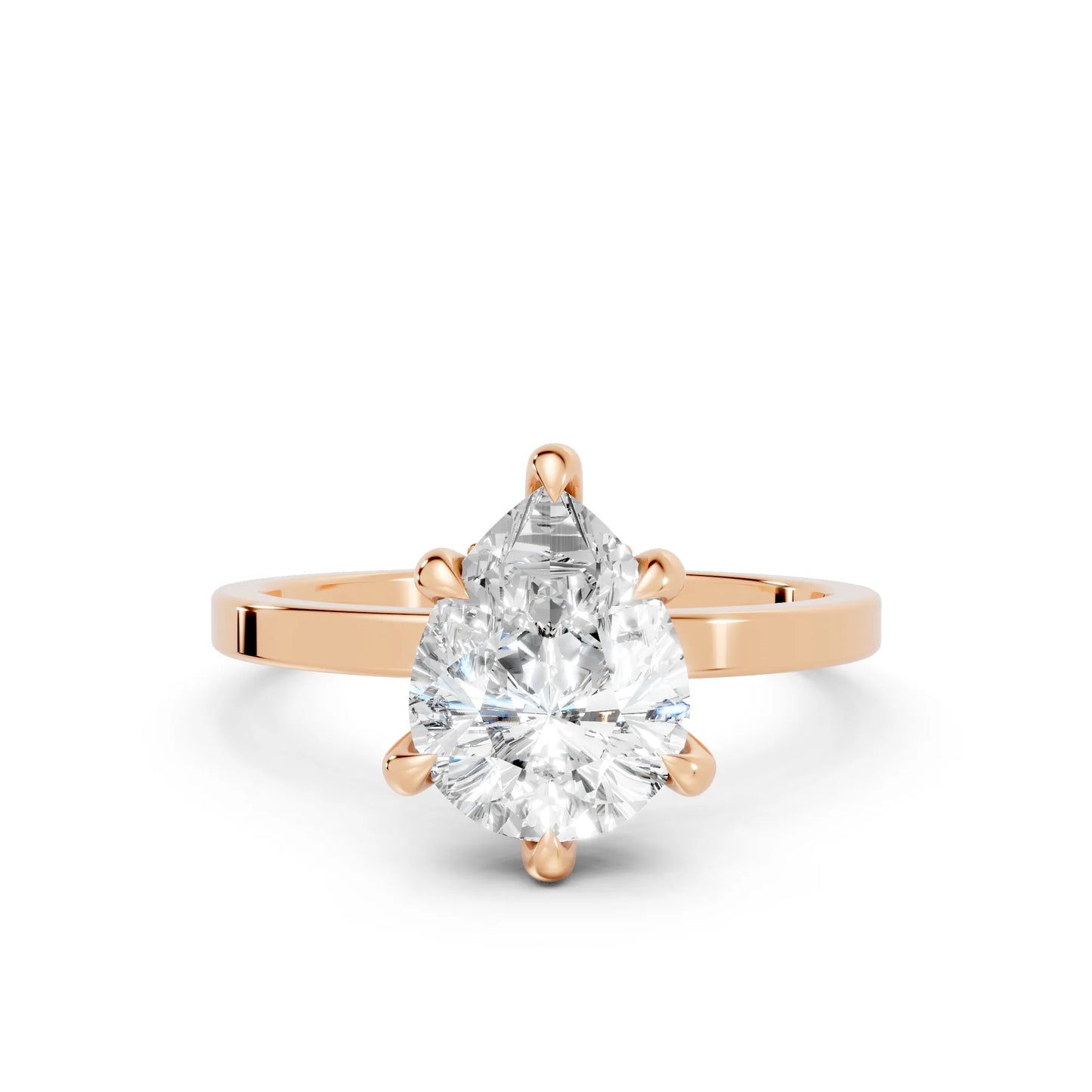 14K Gold Pear Cut Diamond Hidden Halo Engagement Ring