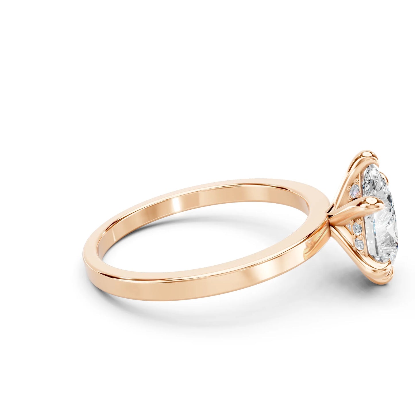14K Gold Pear Cut Diamond Hidden Halo Engagement Ring